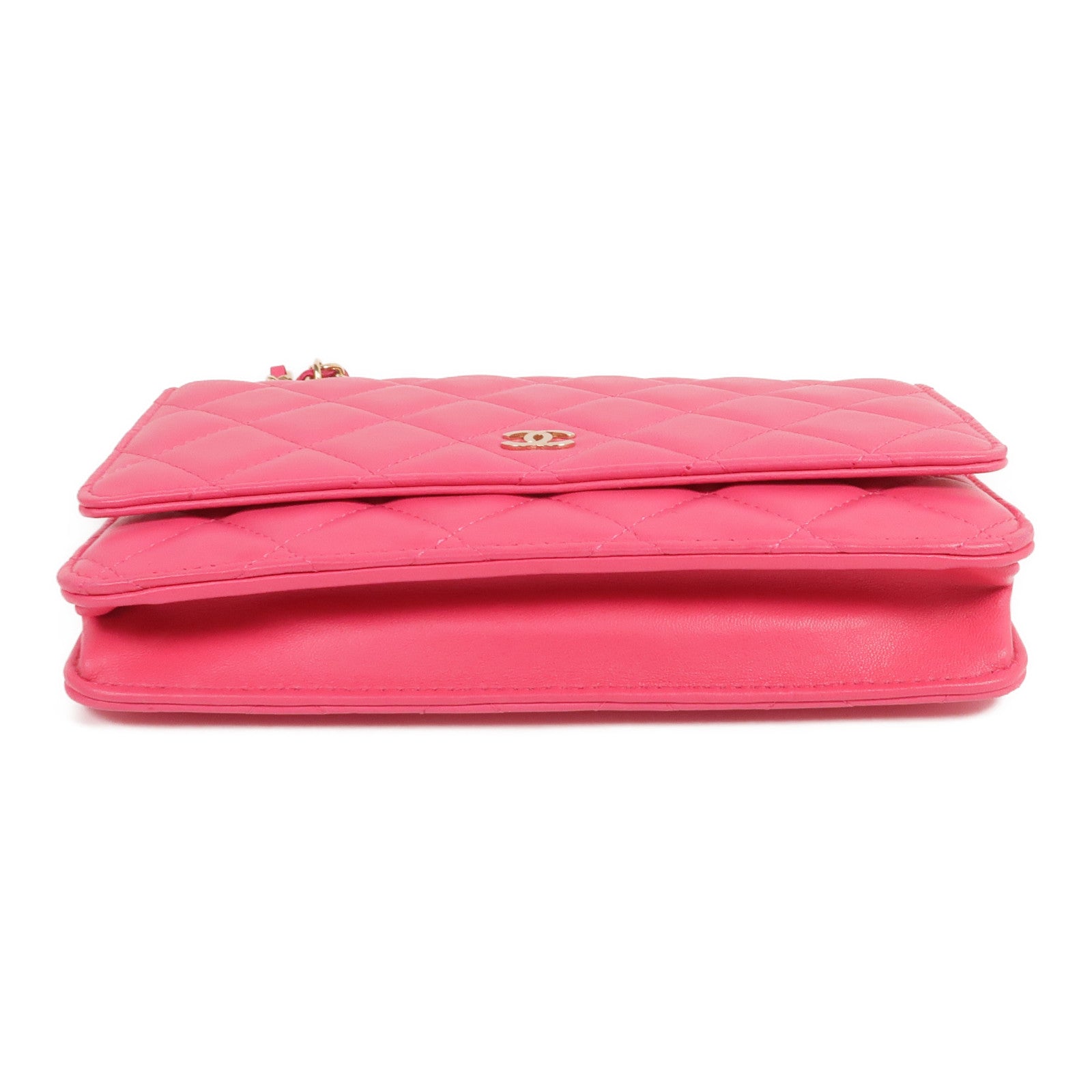 CHANEL 羊皮皮革WOC Wallet On Chain Shoulder Bag金扣鏈帶肩背袋