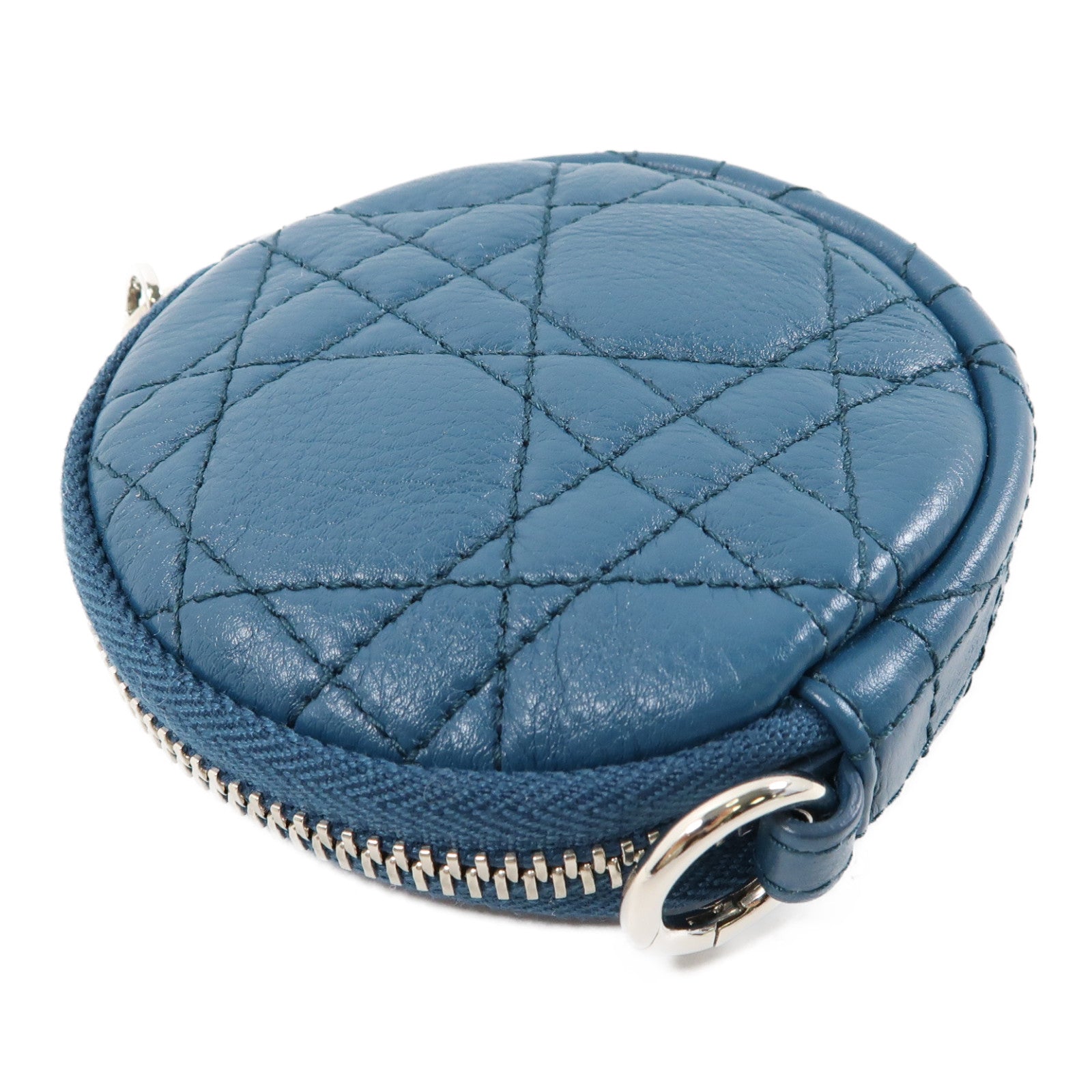 Dior 牛皮皮革Coin Case銀扣零錢包藍色