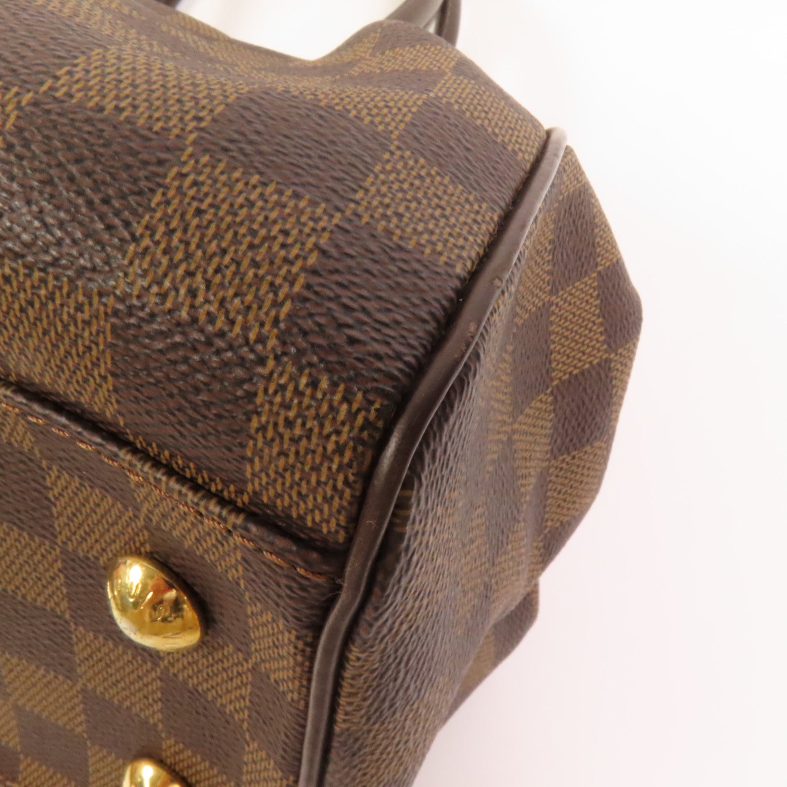 LOUIS VUITTON Damier Trevi金扣手挽肩背兩用袋棕色