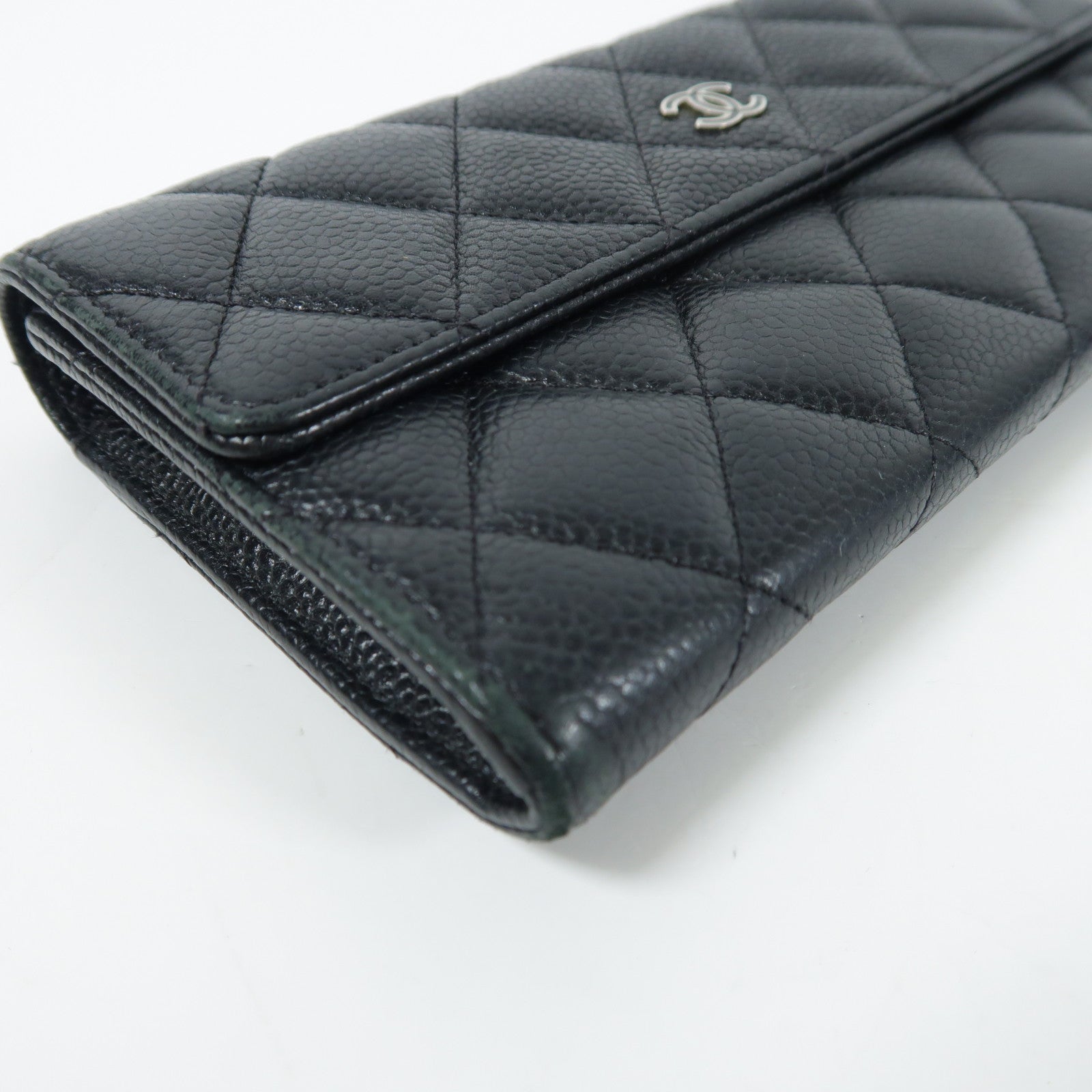 CHANEL CC SHW Long Wallet Calfskin Leather Black