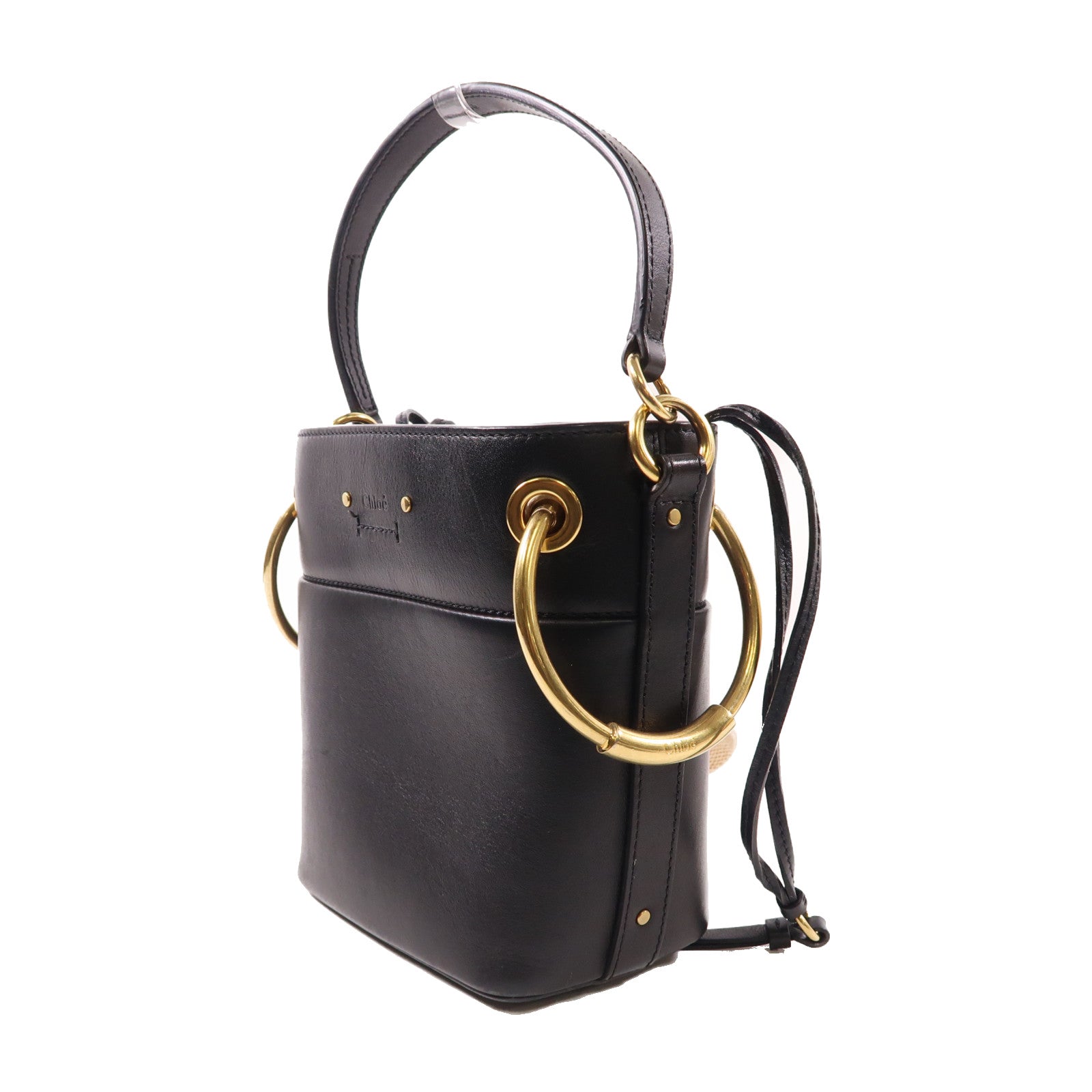 Chloe GHW 2 Way Shoulder Bag Handbag 03187565 Calfskin Leather Black