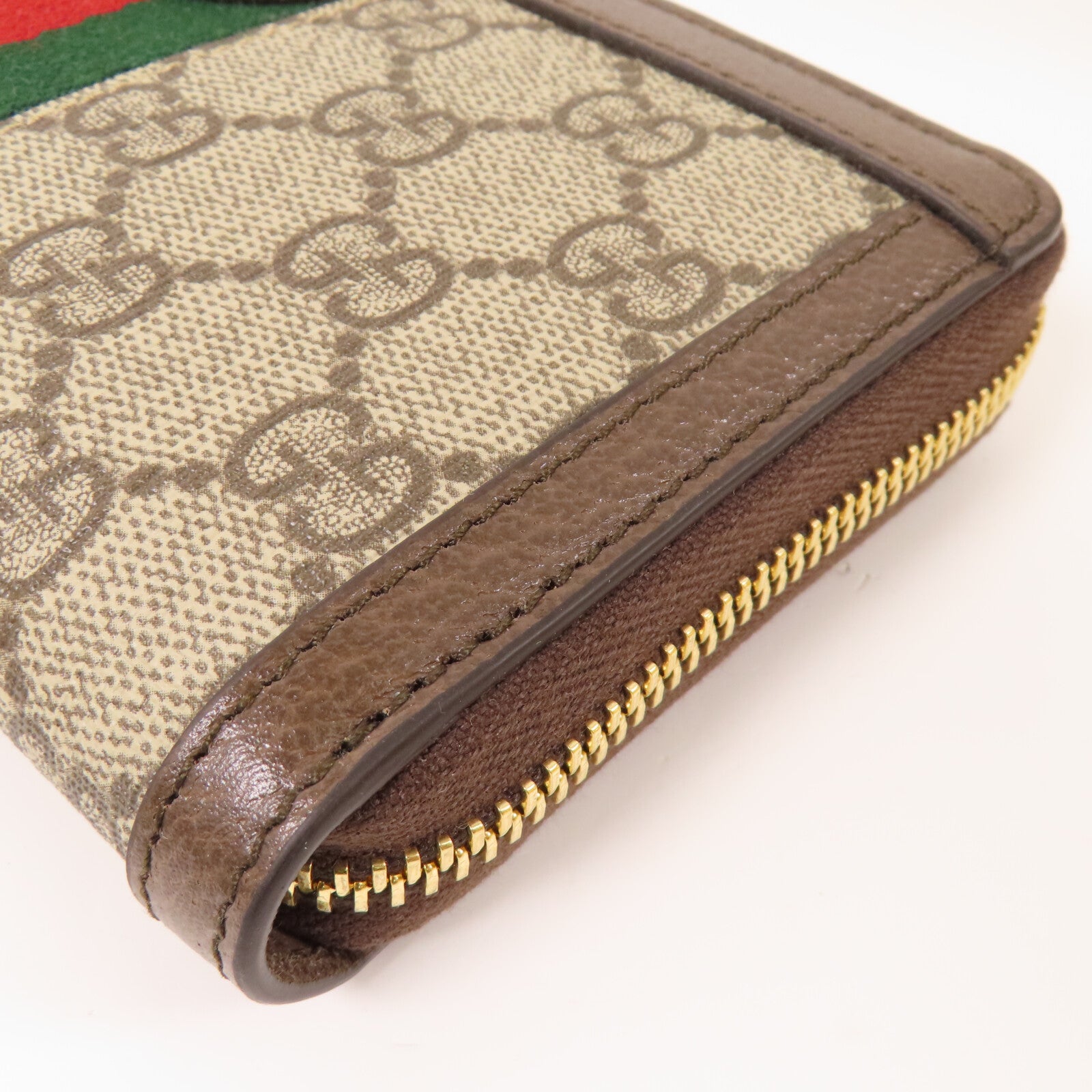 GUCCI 塗層帆布Zipper long Wallet金扣拉鏈長錢包