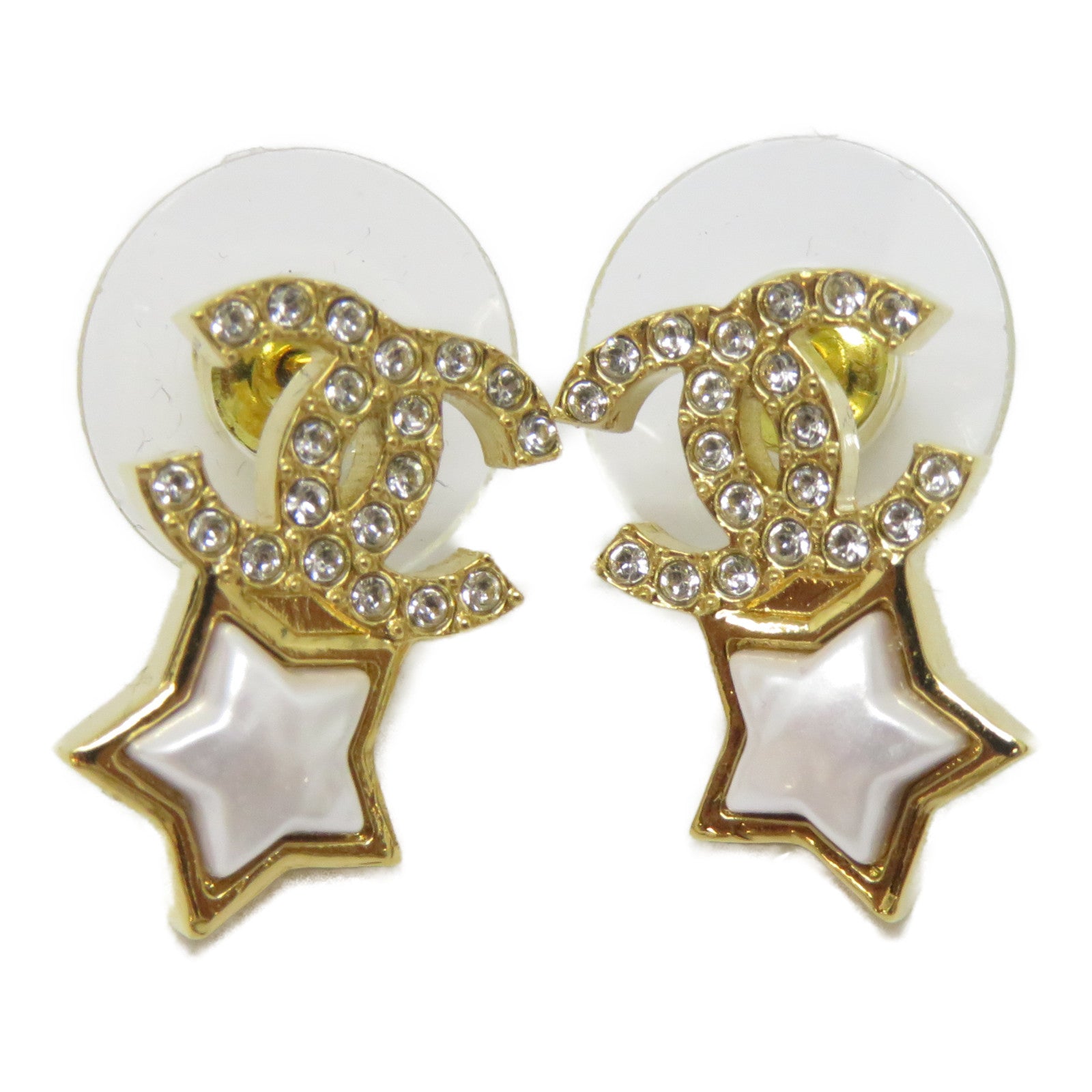 CHANEL 金屬Earrings耳環金色/白色