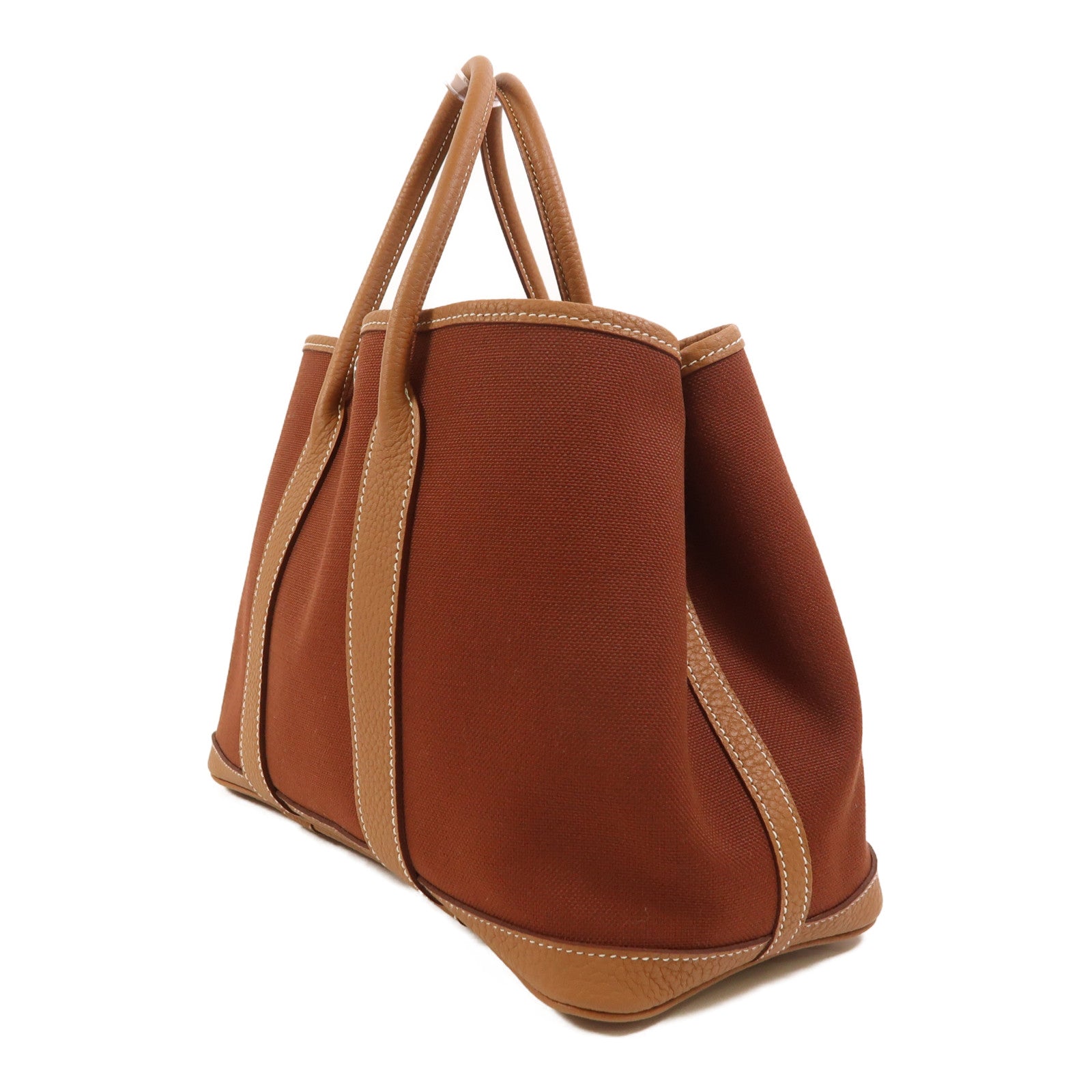 HERMES 帆布Garden Party TPM銀扣手挽袋