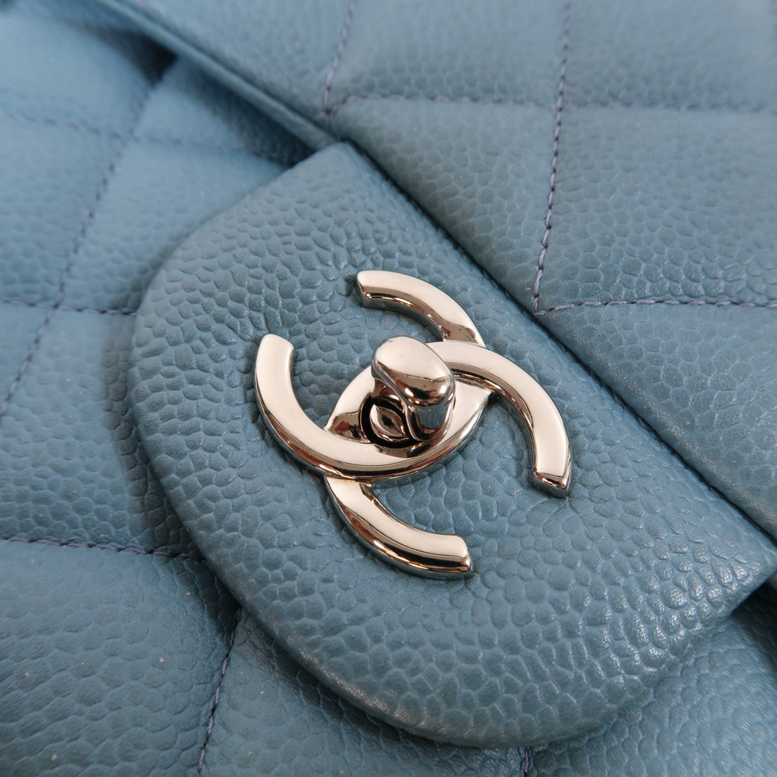 CHANEL 【激減優惠】菱格牛皮皮革Chain Shoulder Bag銀扣鏈帶肩背袋藍色