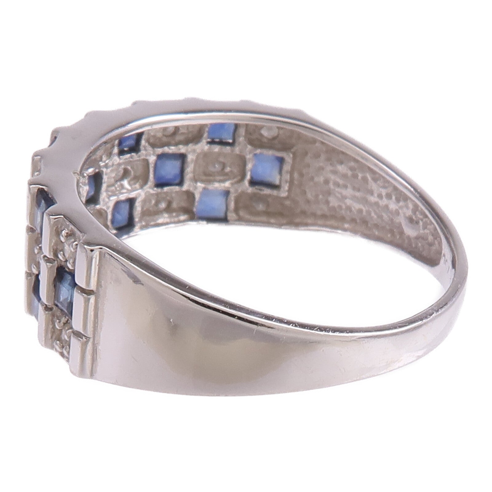 JEWELRY 18K白金Sapphire Diamond Ring藍寶石/鑽石戒指US#7.25