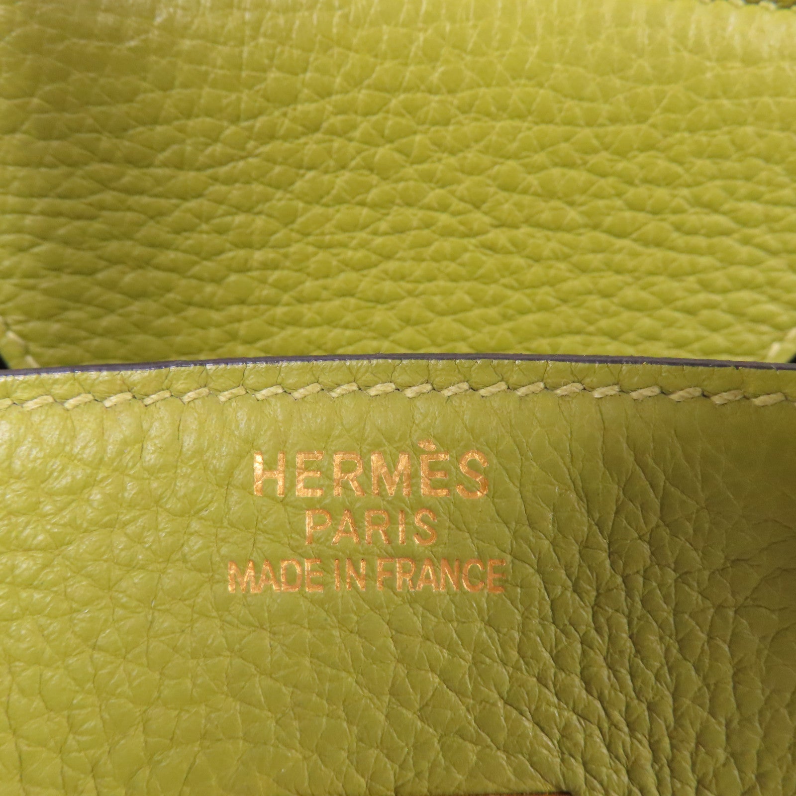 HERMES Clemence皮革Birkin 35金扣手挽袋Vert Anis
