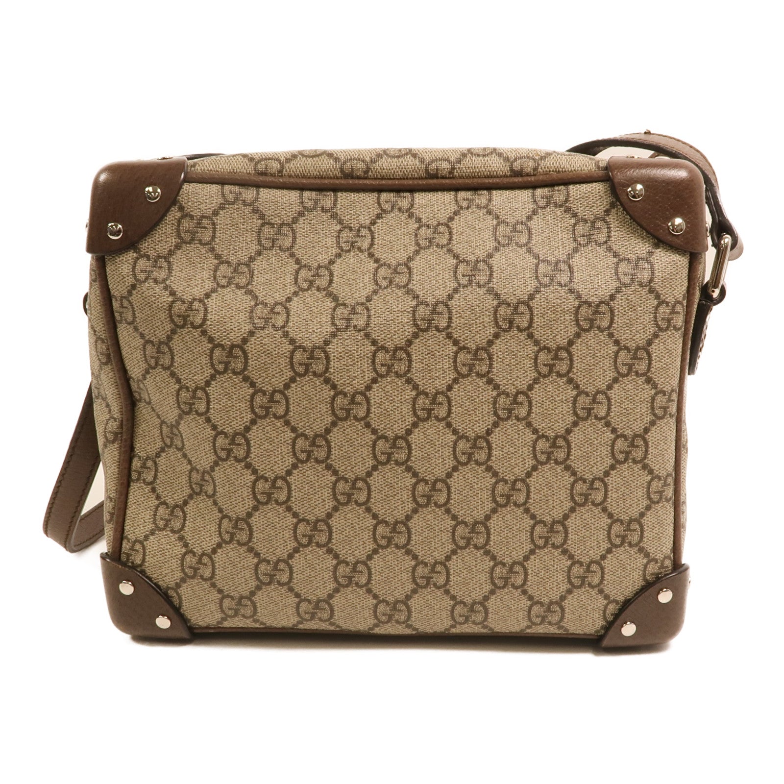 GUCCI 塗層帆布Shoulder Bag銀扣肩背袋