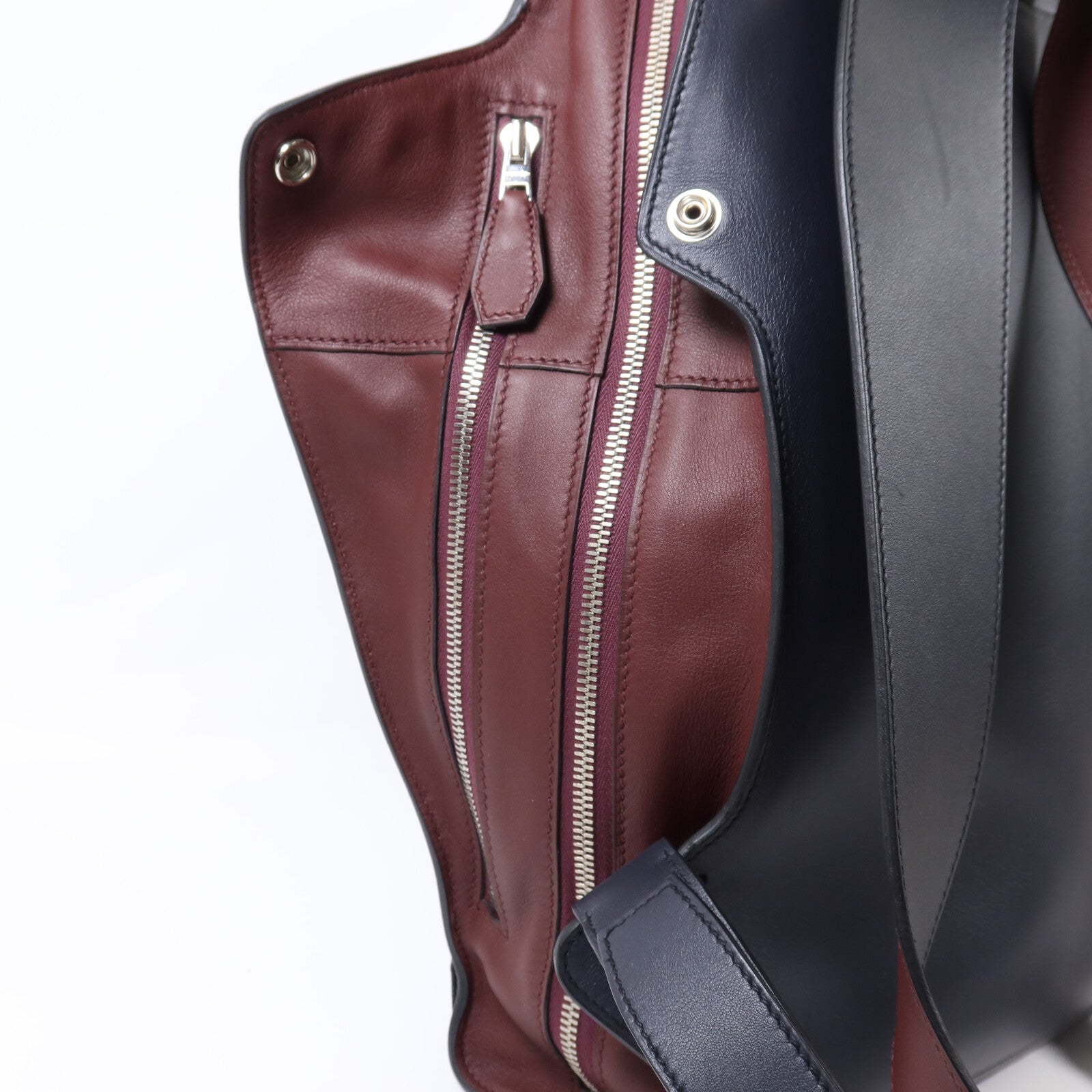 HERMES Evercolor皮革Cityback銀扣背包Blue/Red