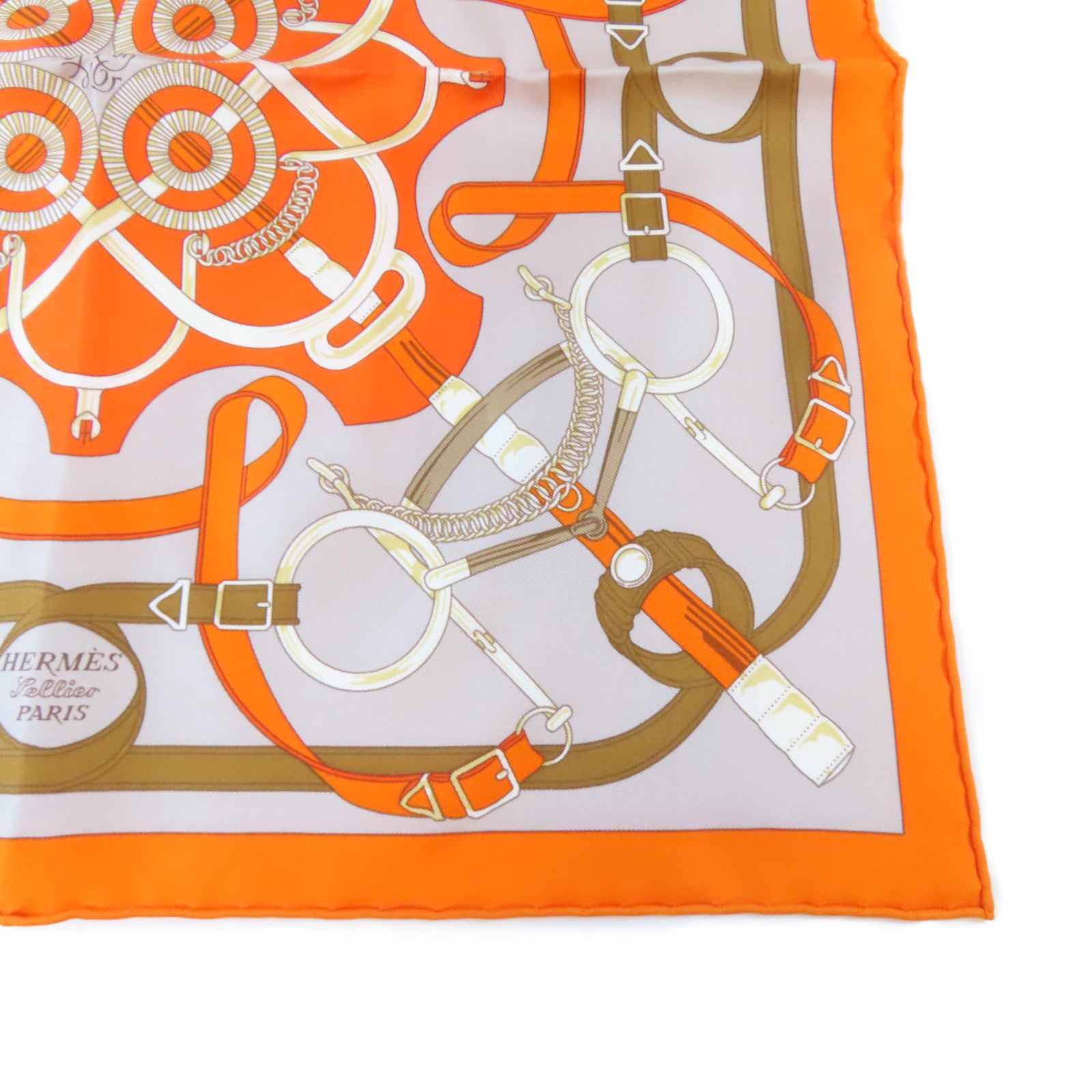 HERMES 【激減優惠】絲質Scarf 40*40絲巾橙色/灰色/米色