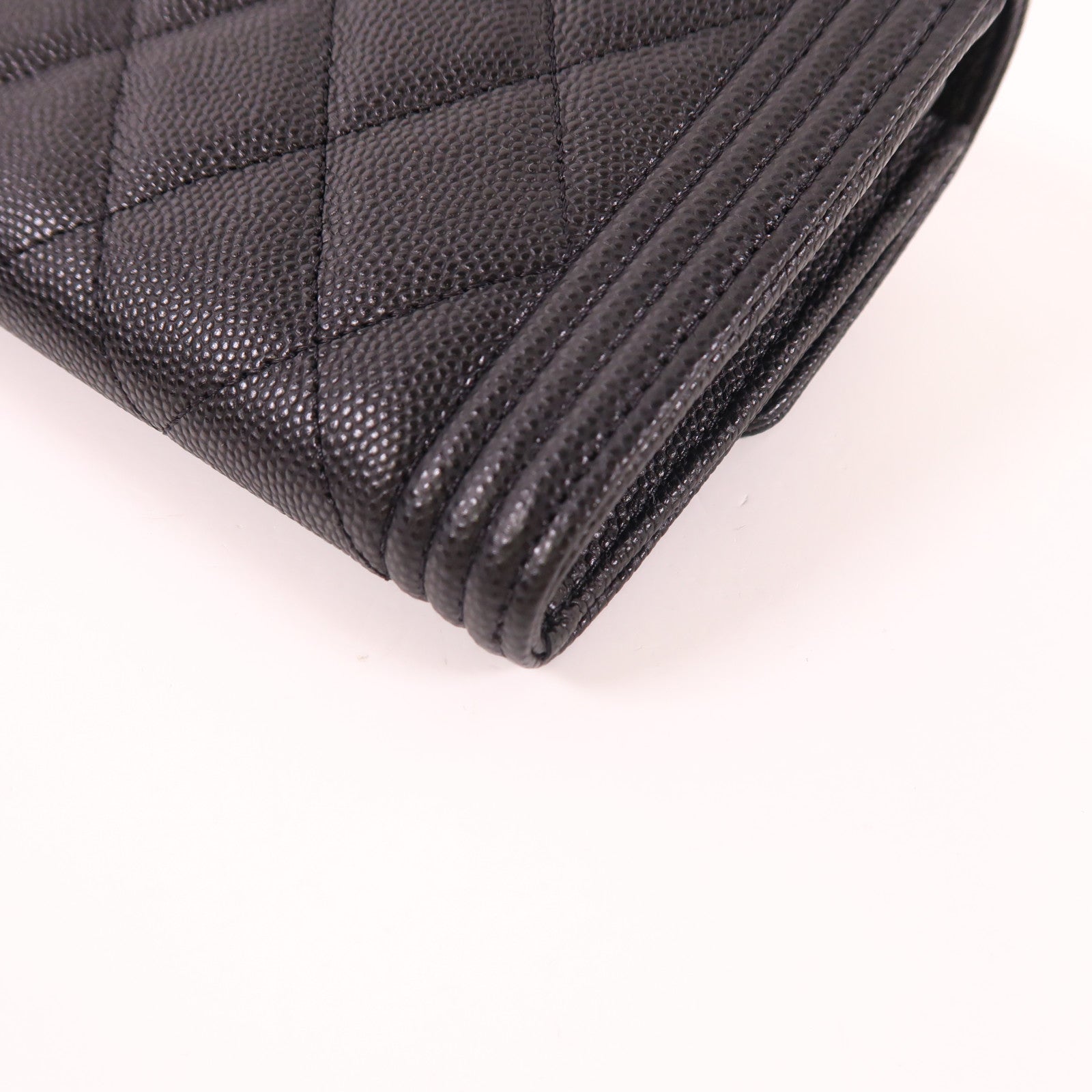 CHANEL 牛皮皮革Boy Long Wallet金扣長錢包