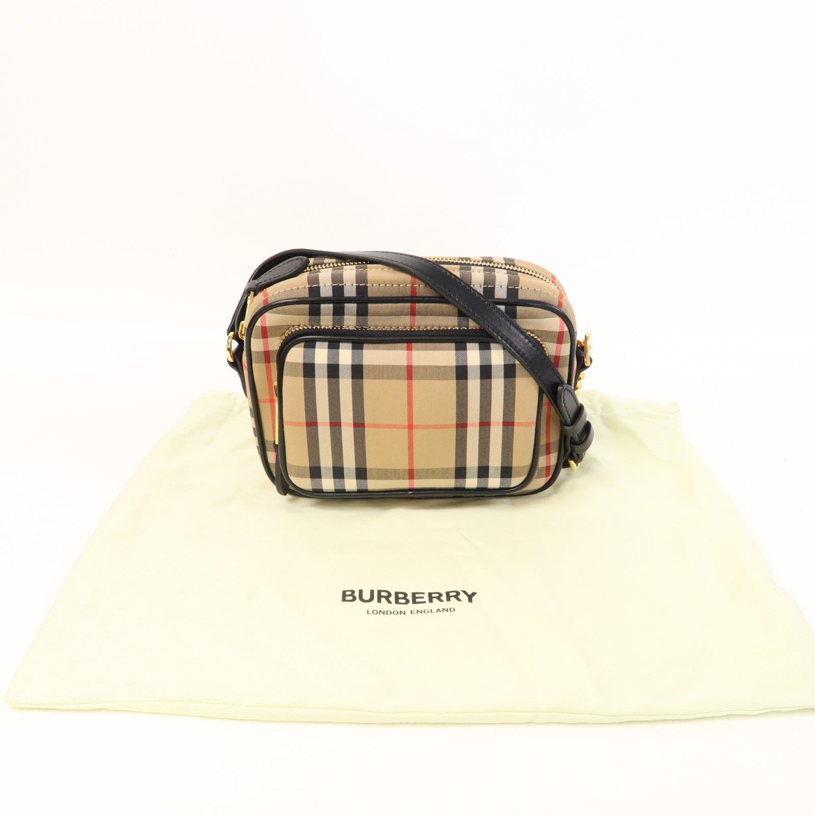 BURBERRY 帆布Shoulder Bag金扣鏈帶肩背袋啡色