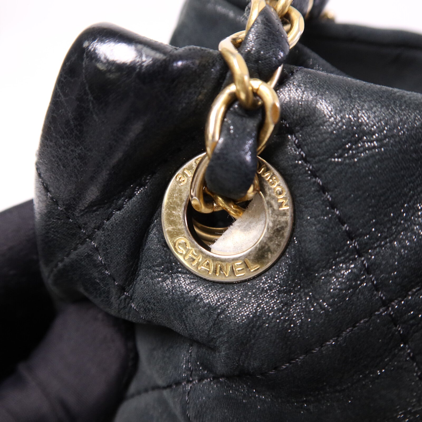 CHANEL 牛皮皮革Chic Qoilt Accordion Flap Bag金扣鏈帶肩背袋