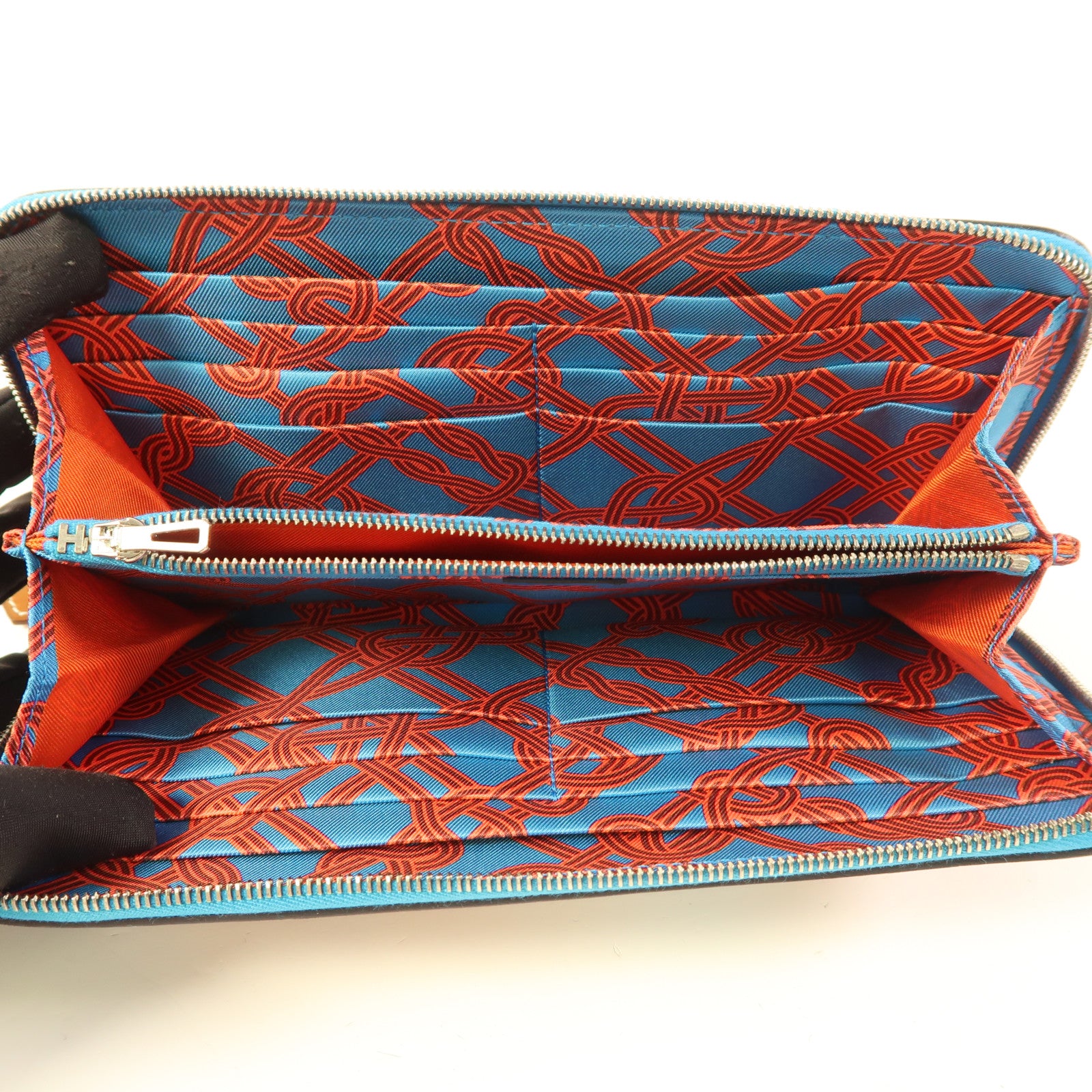 HERMES Swift皮革Silk In Noeuds Marins長錢包