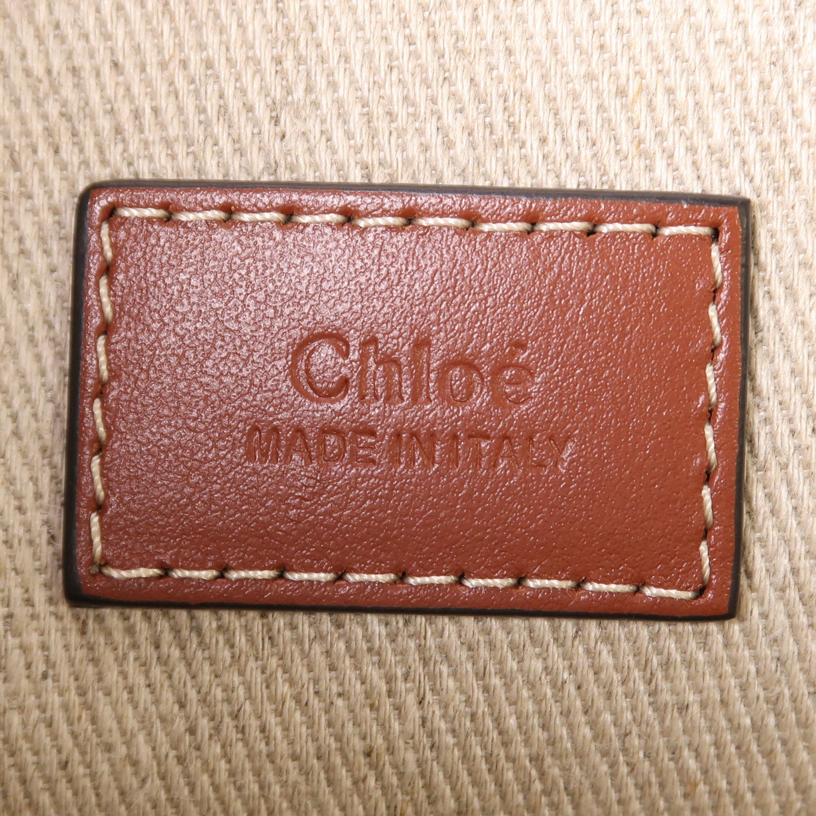Chloe 帆布Woody肩背袋米色