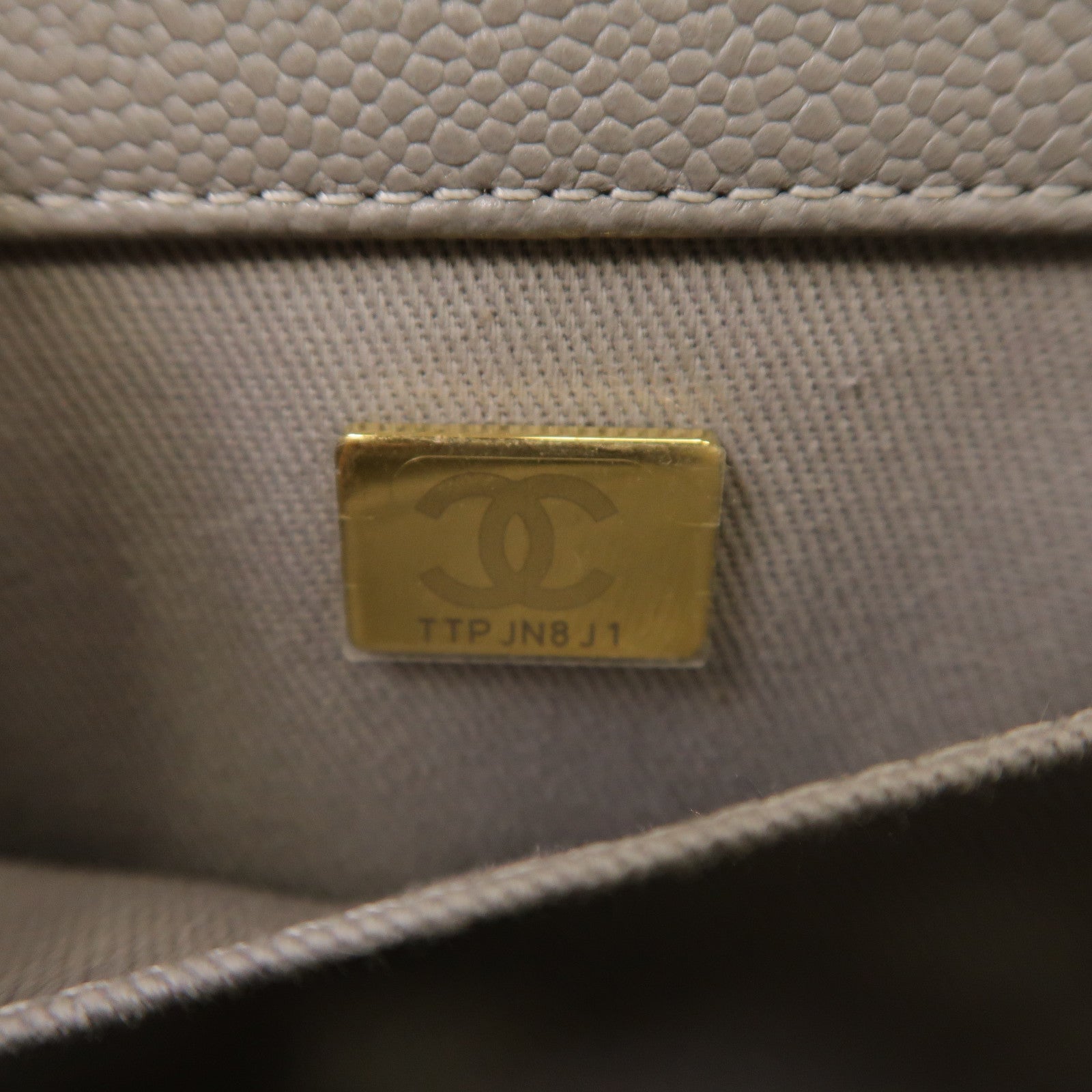CHANEL 菱格Caviar皮革Chain Shoulder Bag金扣手挽肩背兩用袋灰色