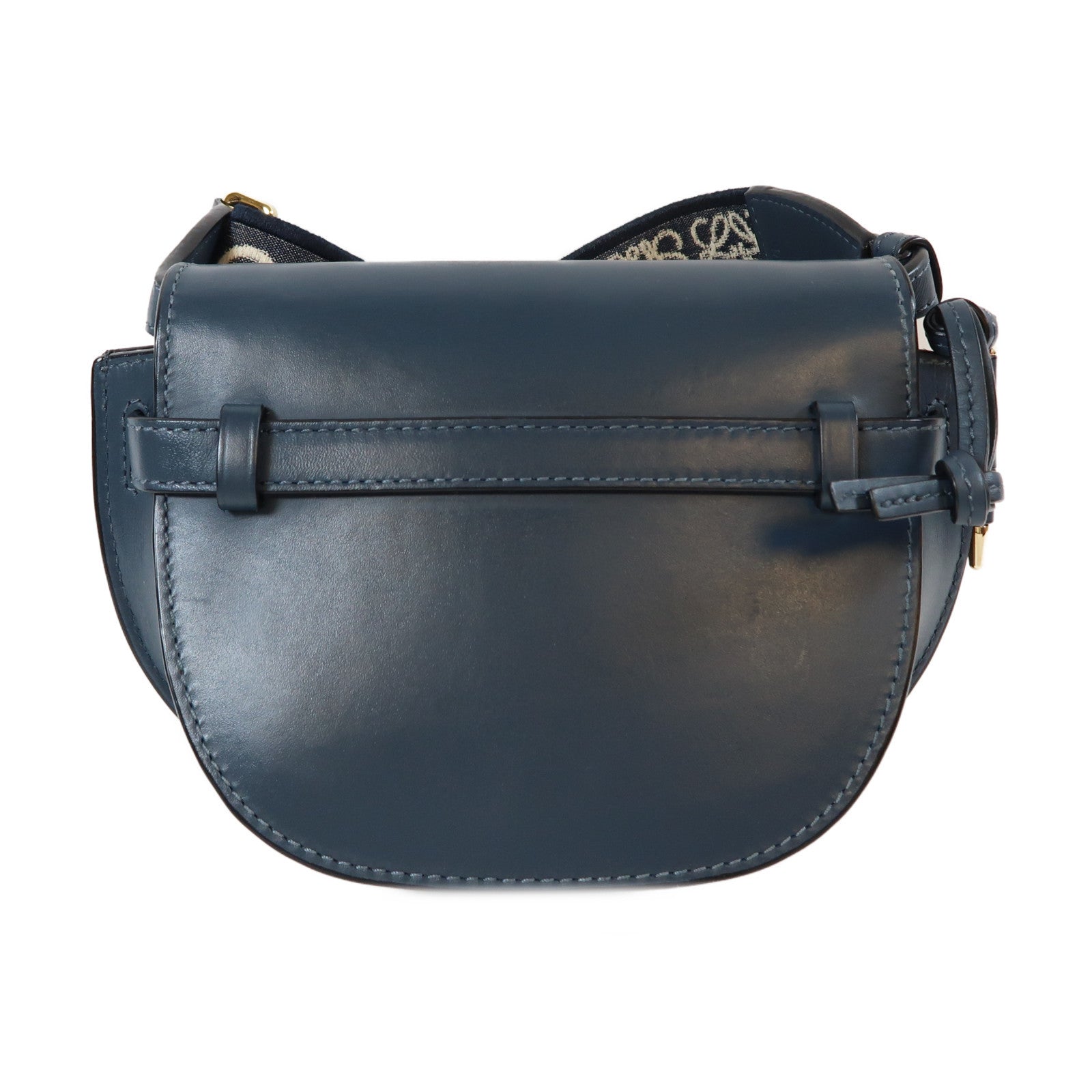 LOEWE 牛皮皮革Mini Gate金扣肩背袋深藍色