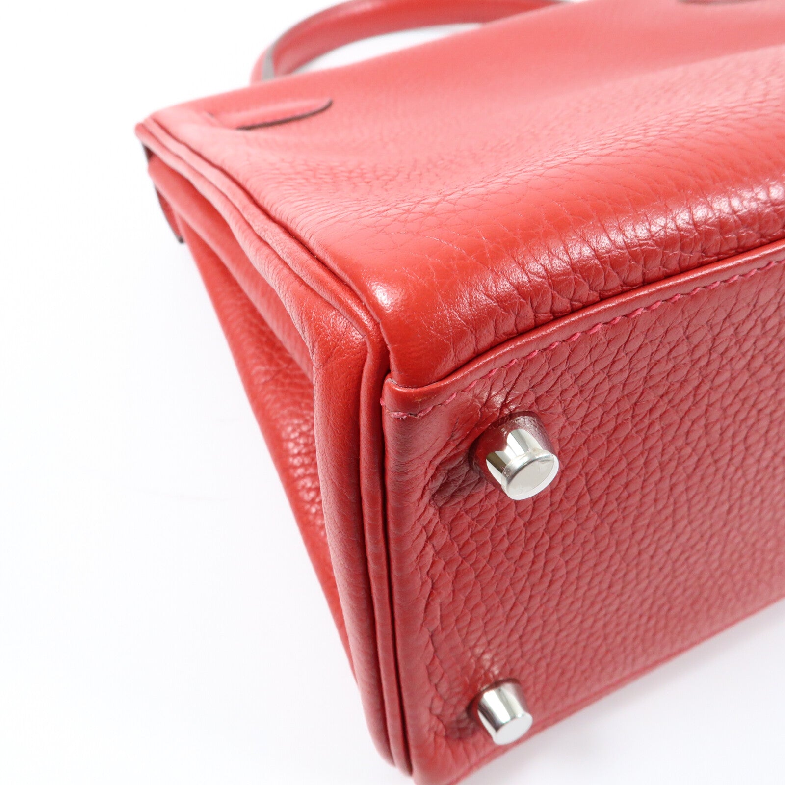 HERMES Togo皮革Kelly 28銀扣手挽肩背兩用袋Rouge Casaque