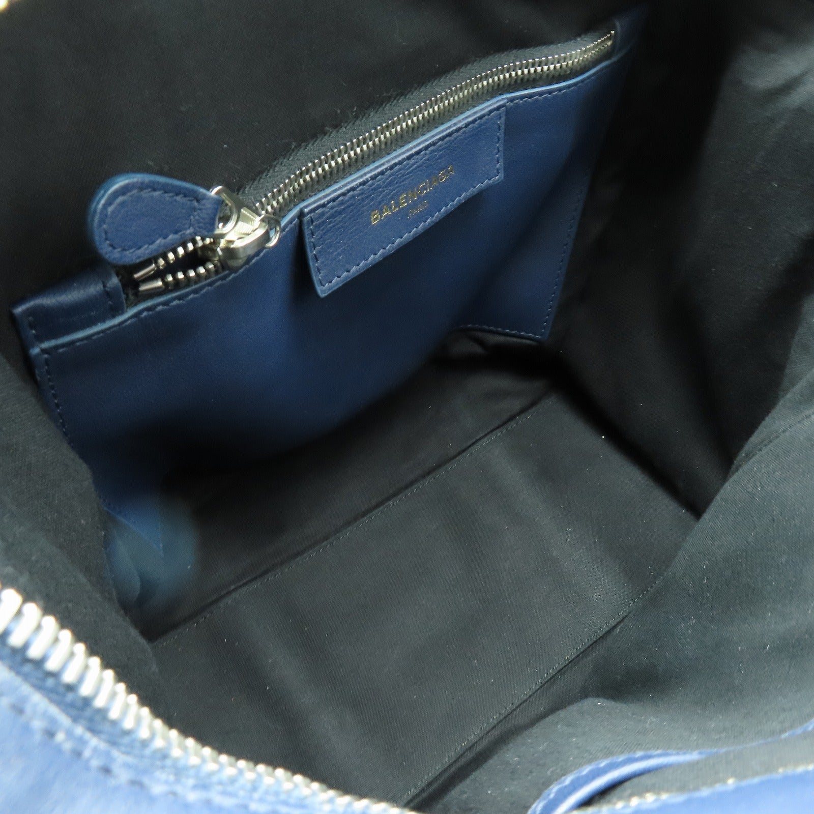 BALENCIAGA 【激減優惠】牛皮皮革2way Shoulder Bag銀扣手挽肩背兩用袋藍色