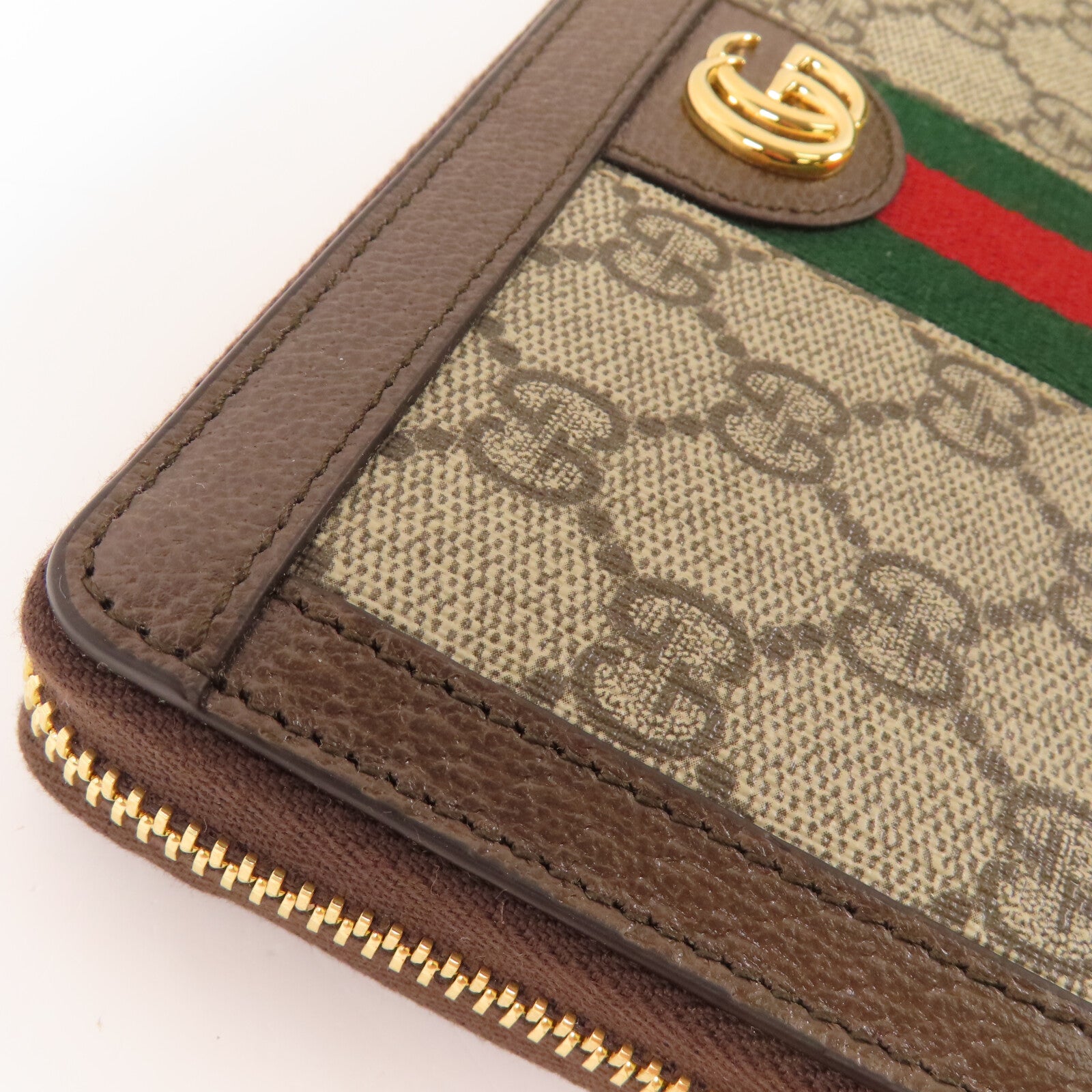 GUCCI 塗層帆布Zipper long Wallet金扣拉鏈長錢包
