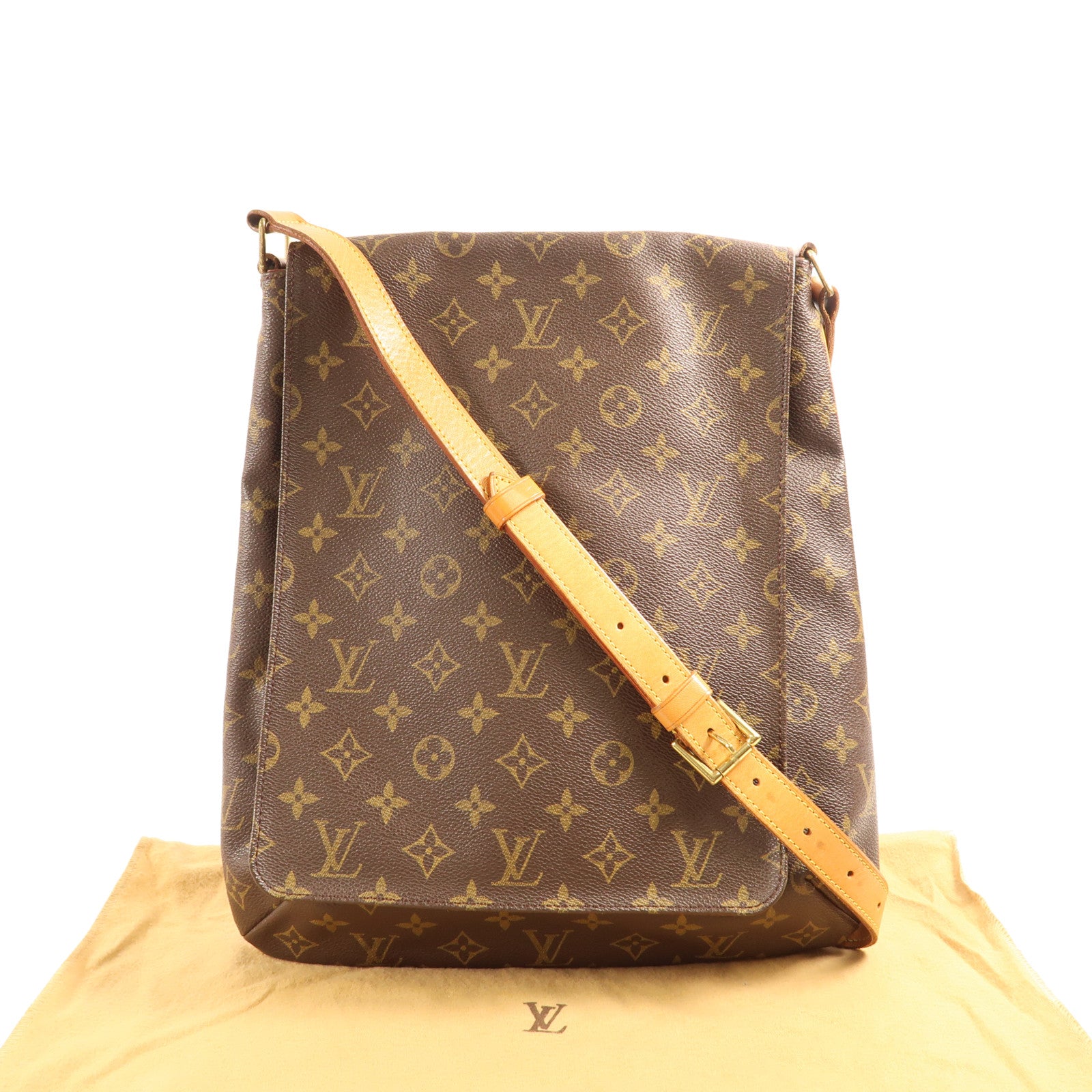 LOUIS VUITTON Monogram Musette金扣肩背袋棕色