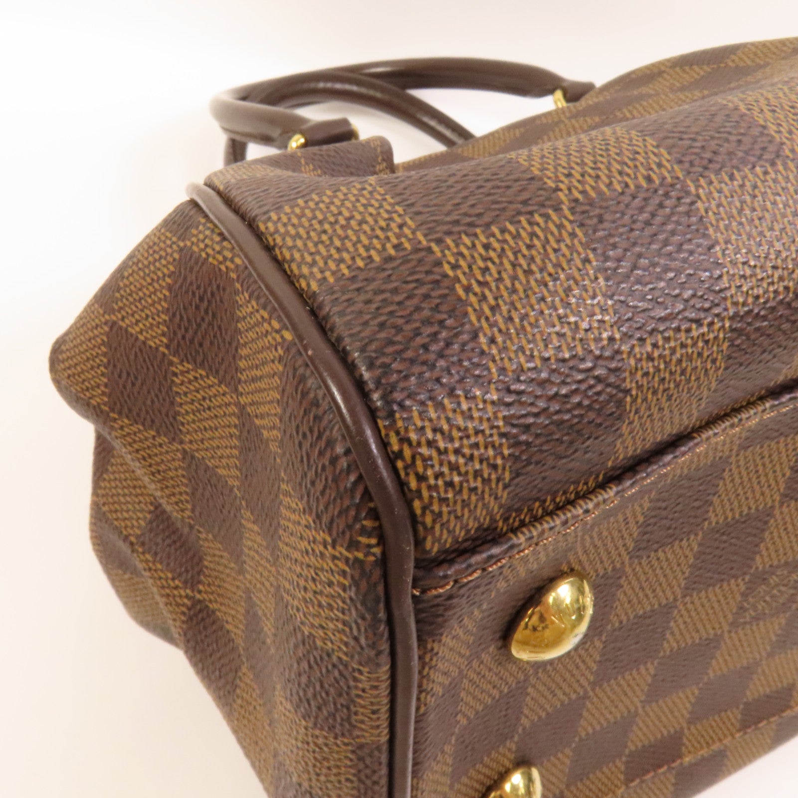 LOUIS VUITTON Damier Trevi金扣手挽肩背兩用袋棕色