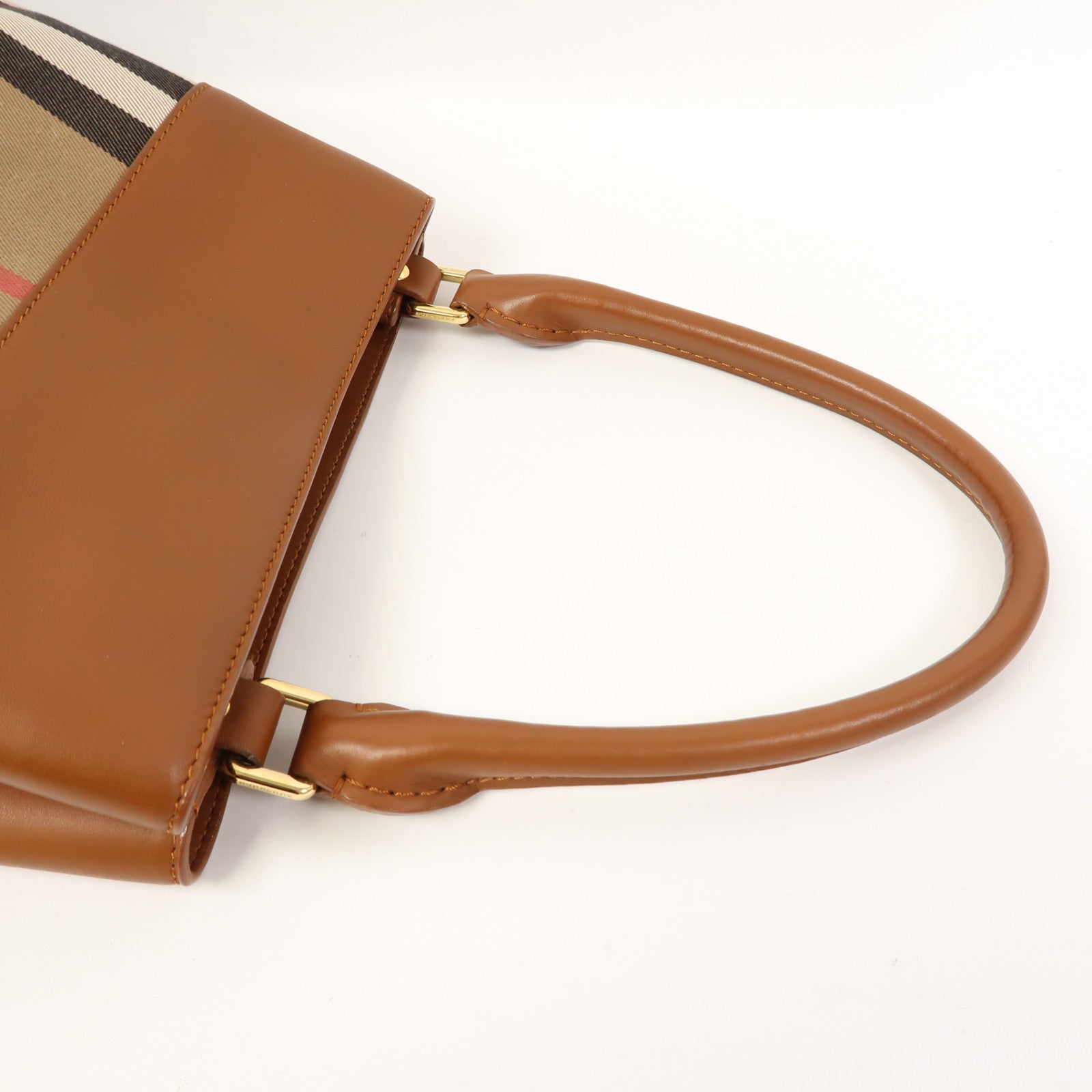 BURBERRY 帆布/皮革Shoulder Bag金扣肩背袋啡色