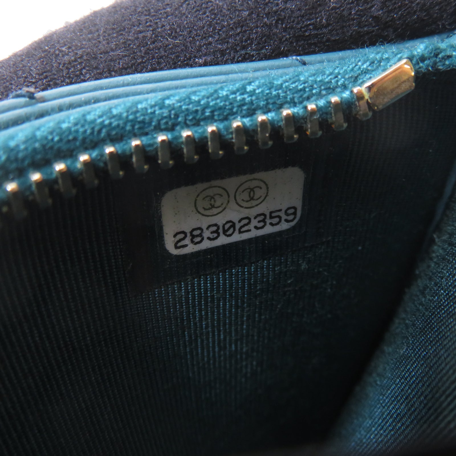 CHANEL 斜紋牛皮皮革Card Case金扣卡片套藍色