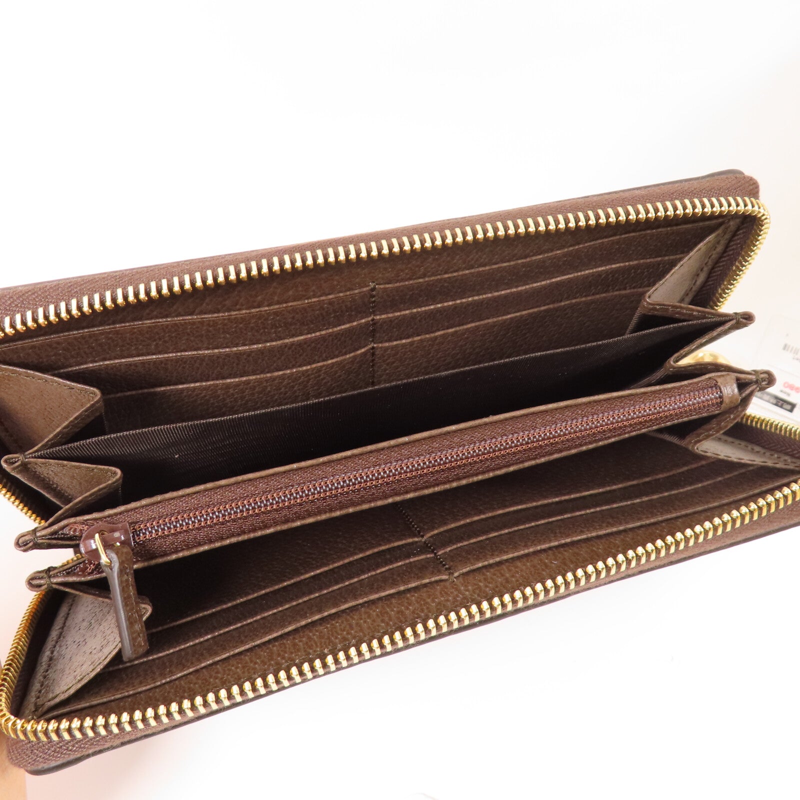 GUCCI 塗層帆布Zipper long Wallet金扣拉鏈長錢包