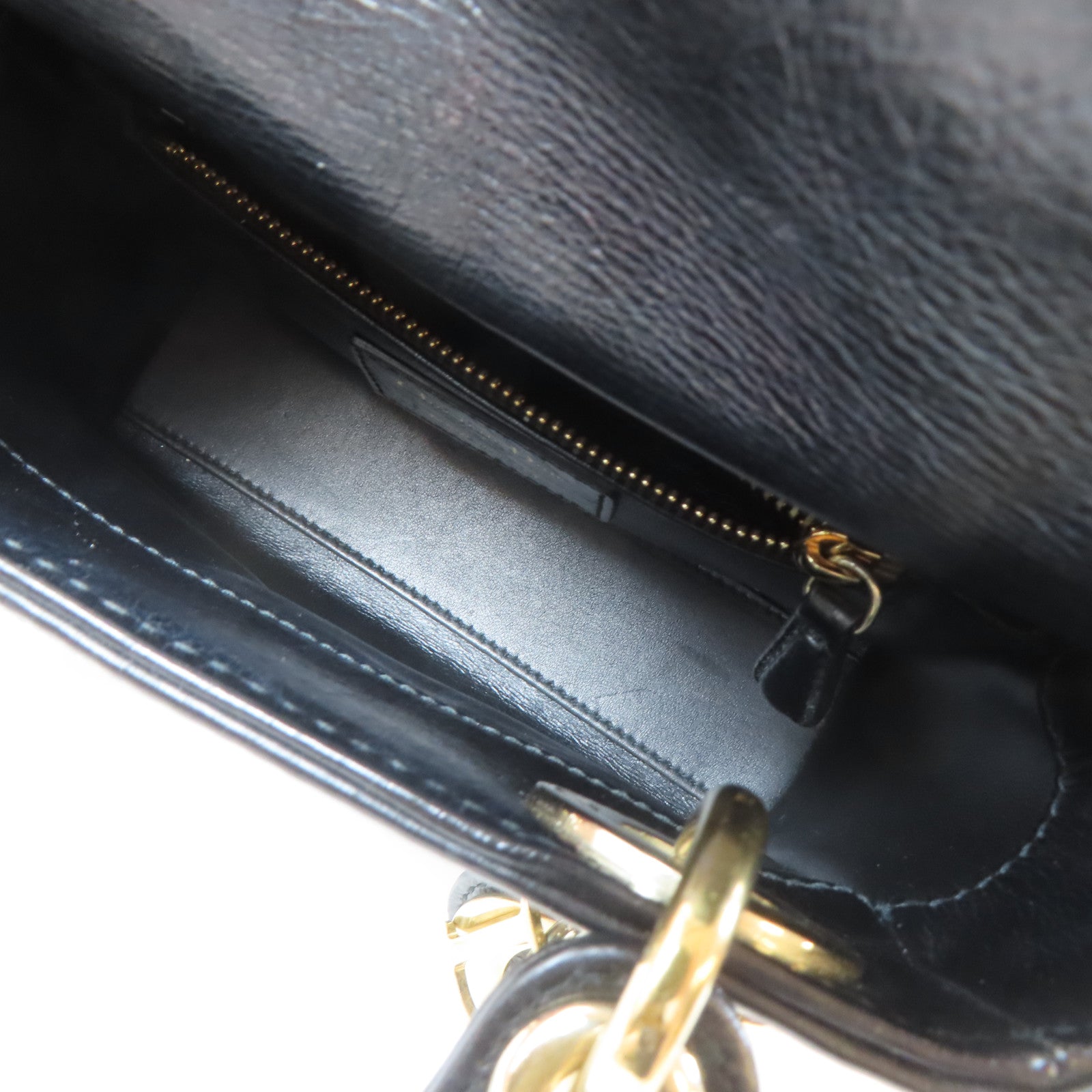 Dior 【激減優惠】牛皮皮革Sequin Mini金扣手挽肩背兩用袋黑色
