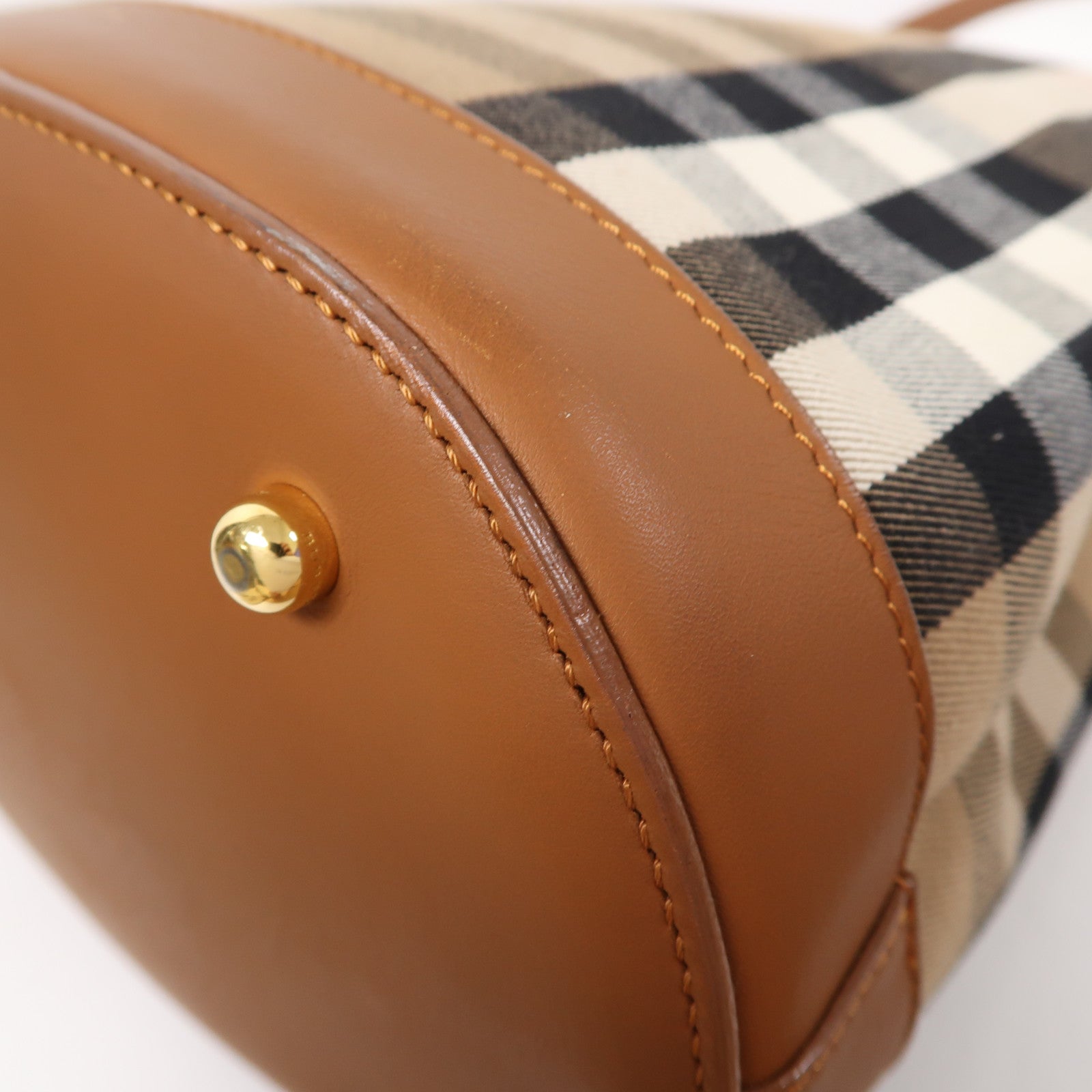 BURBERRY 帆布/皮革Shoulder Bag金扣肩背袋啡色