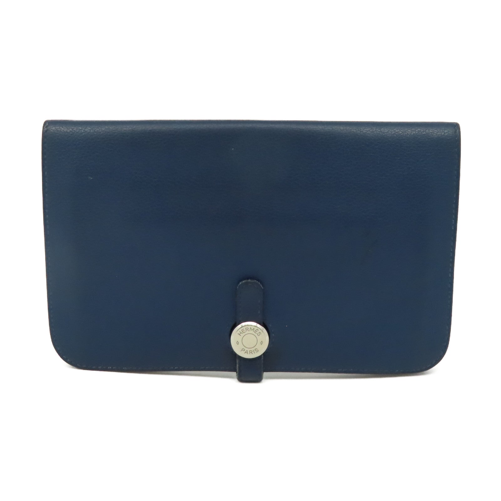HERMES **【激減優惠】Swift皮革Dogon GM銀扣長錢包藍色