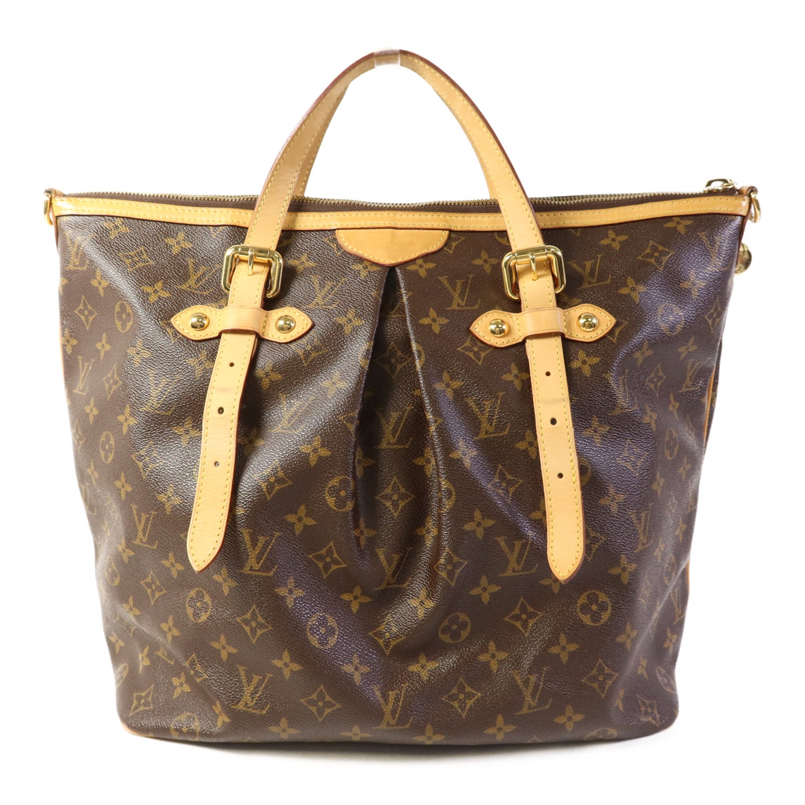 LOUIS VUITTON Monogram Palermo GM金扣手挽肩背兩用袋棕色