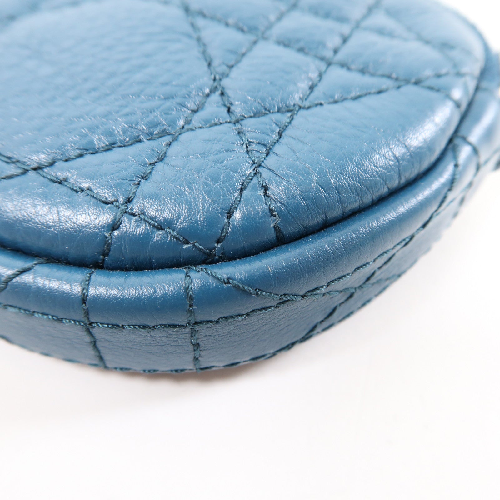 Dior 牛皮皮革Coin Case銀扣零錢包藍色