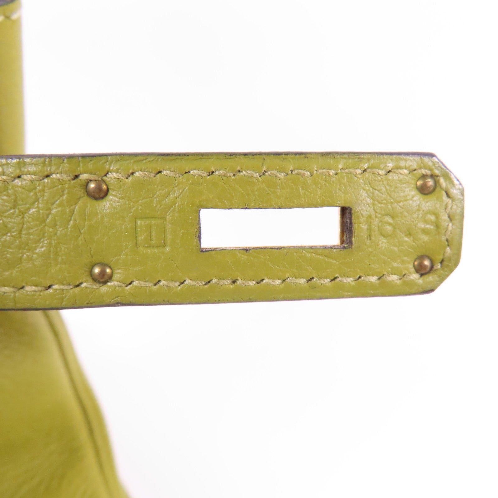 HERMES Clemence皮革Birkin 35金扣手挽袋Vert Anis