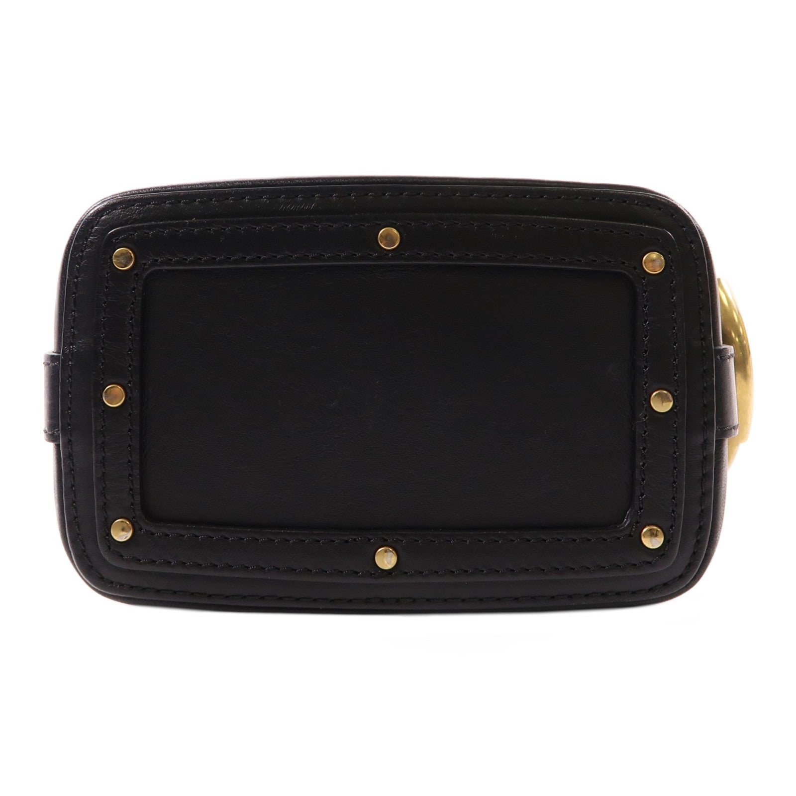 Chloe GHW 2 Way Shoulder Bag Handbag 03187565 Calfskin Leather Black