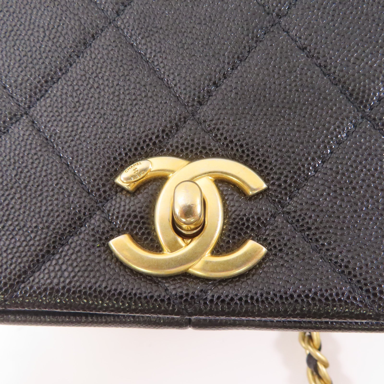 CHANEL 牛皮皮革2 Way Shoulder Bag金扣手挽肩背兩用袋黑色