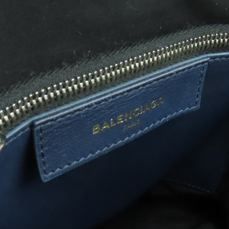 BALENCIAGA 【激減優惠】牛皮皮革2way Shoulder Bag銀扣手挽肩背兩用袋藍色