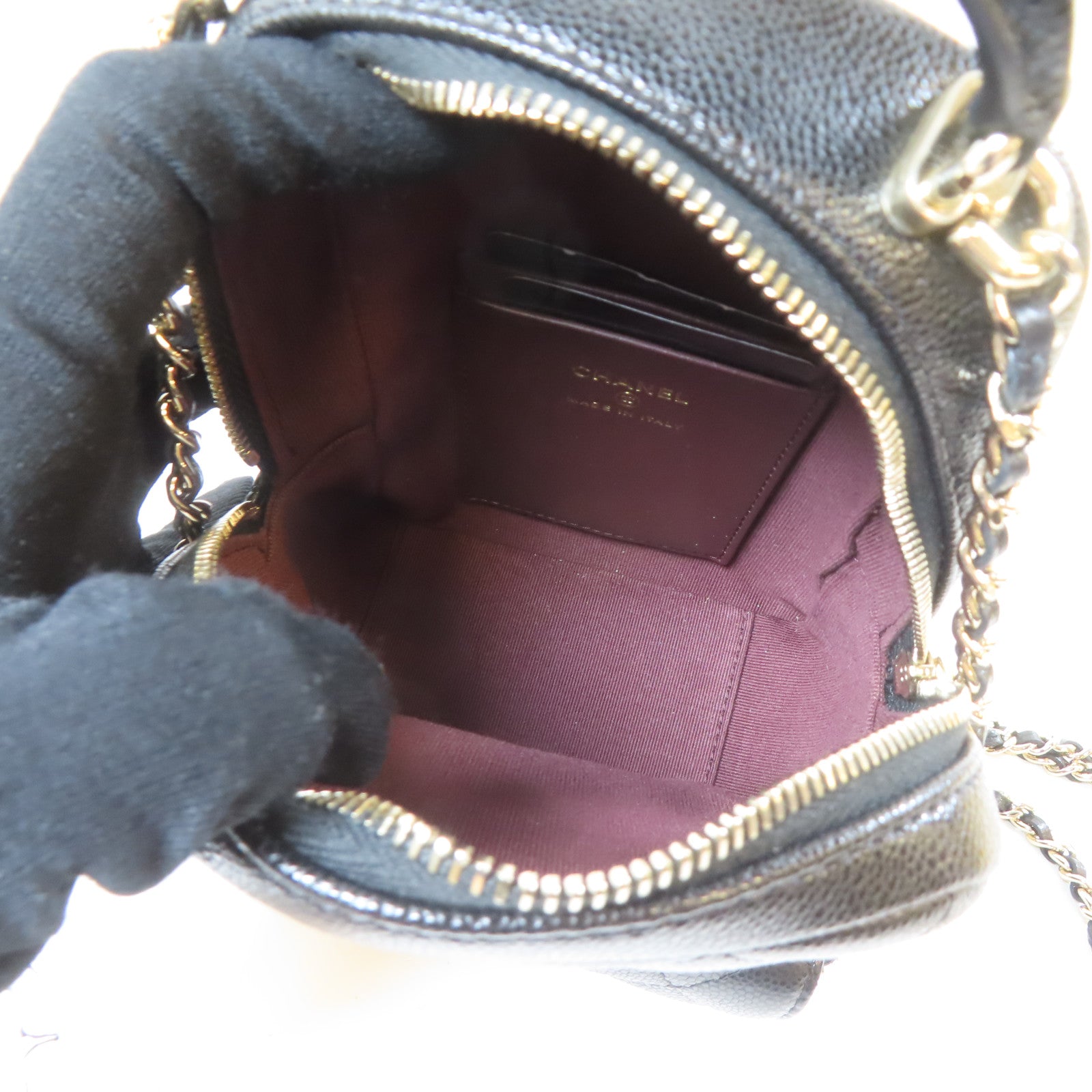 CHANEL 菱格Caviar皮革24C金扣手挽肩背兩用袋黑色