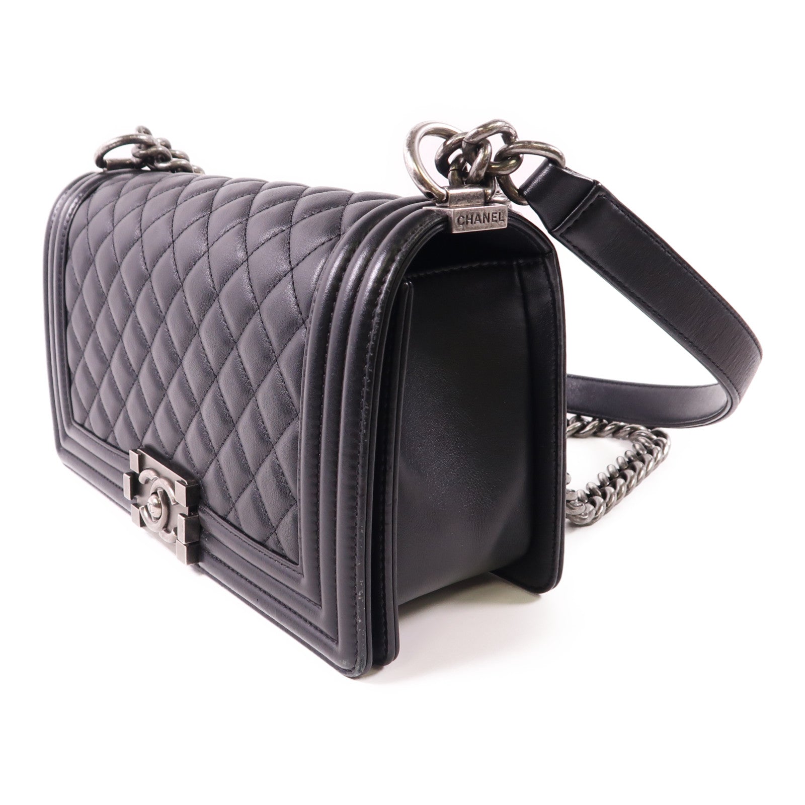 CHANEL 【激減優惠】羊皮皮革Boy 25鏈帶肩背袋