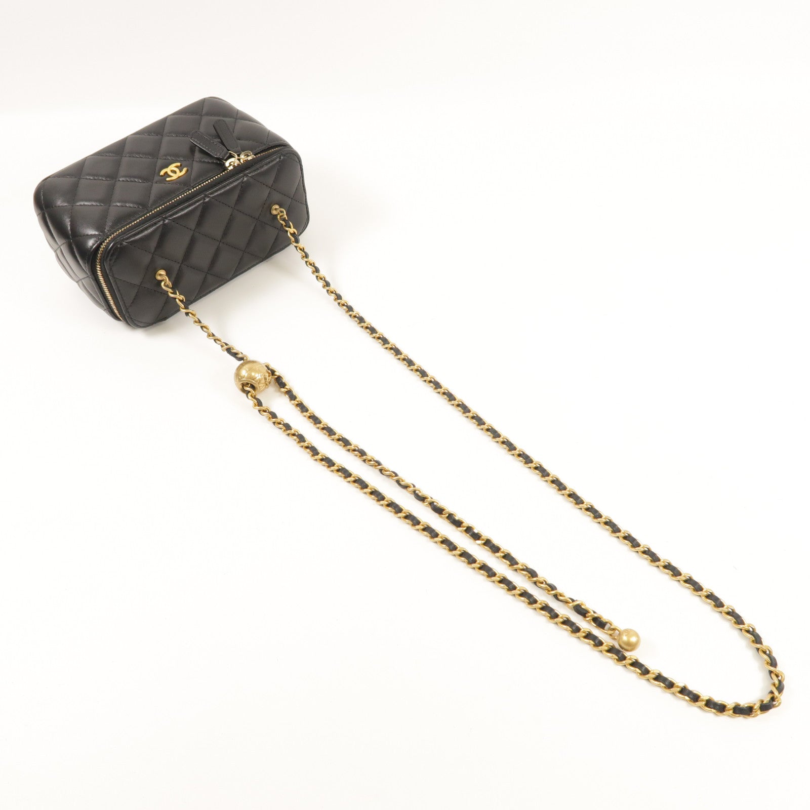 CHANEL 羊皮皮革Vanity Case Gold Ball金扣肩背袋