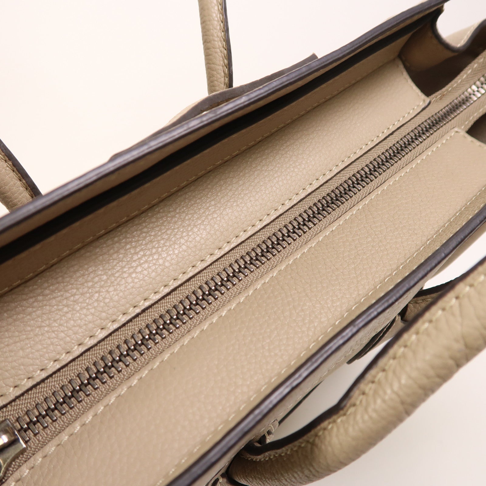 CELINE 牛皮皮革Micro Luggage銀扣手挽袋
