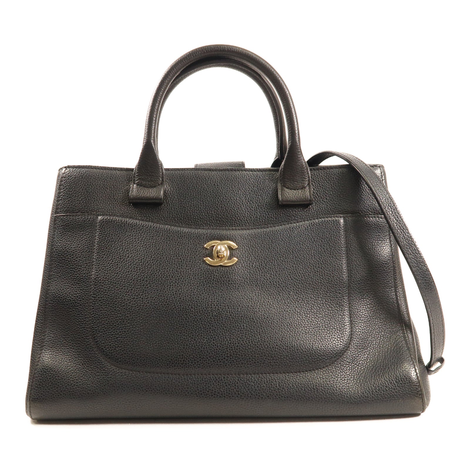 CHANEL 【激減優惠】牛皮皮革2 Way Shoulder Bag金扣手挽肩背兩用袋