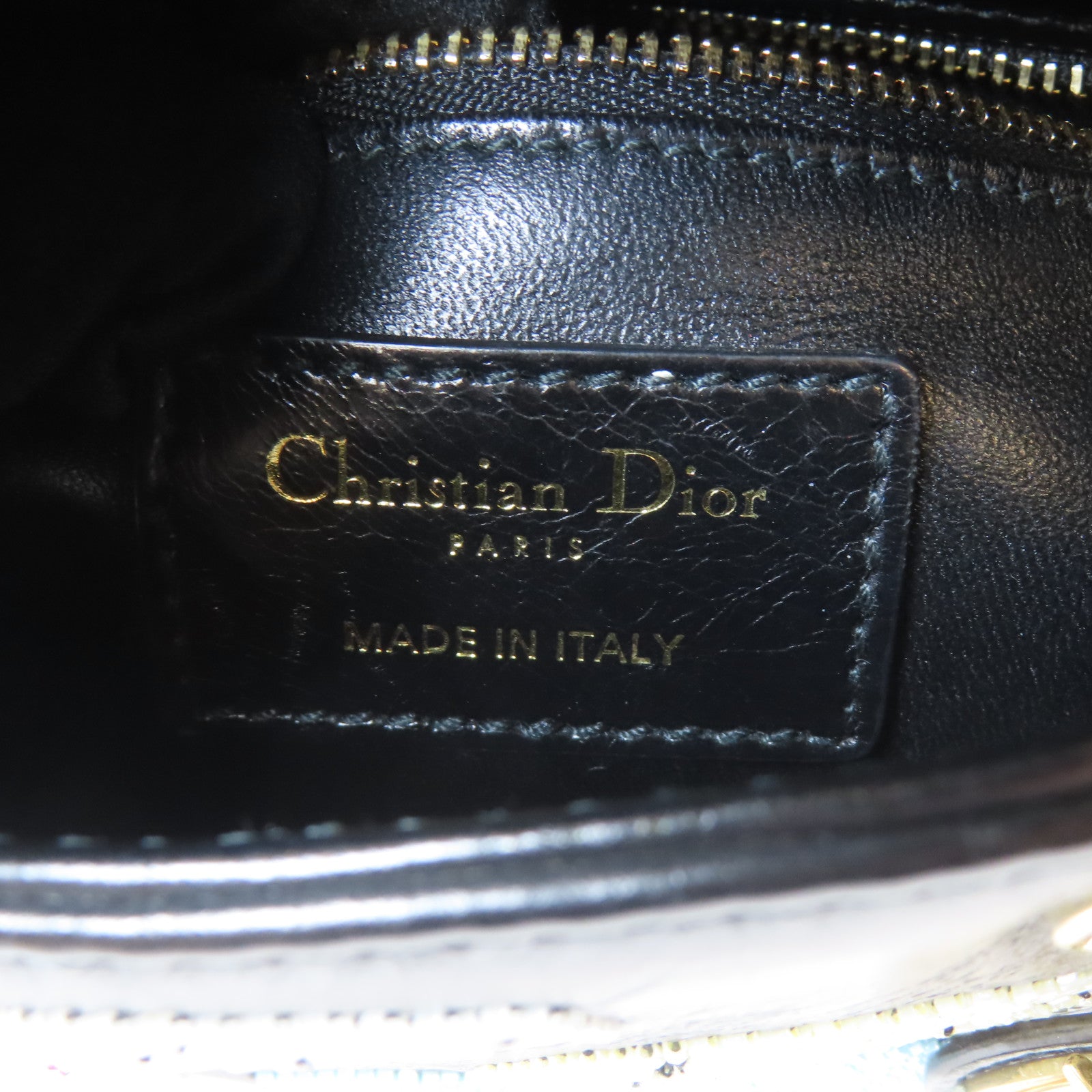 Dior 【激減優惠】牛皮皮革Sequin Mini金扣手挽肩背兩用袋黑色