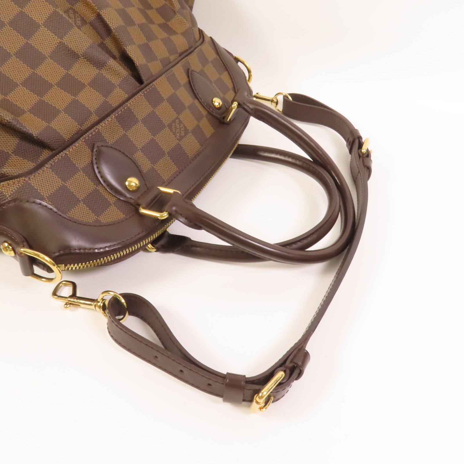 LOUIS VUITTON Damier Trevi金扣手挽肩背兩用袋棕色