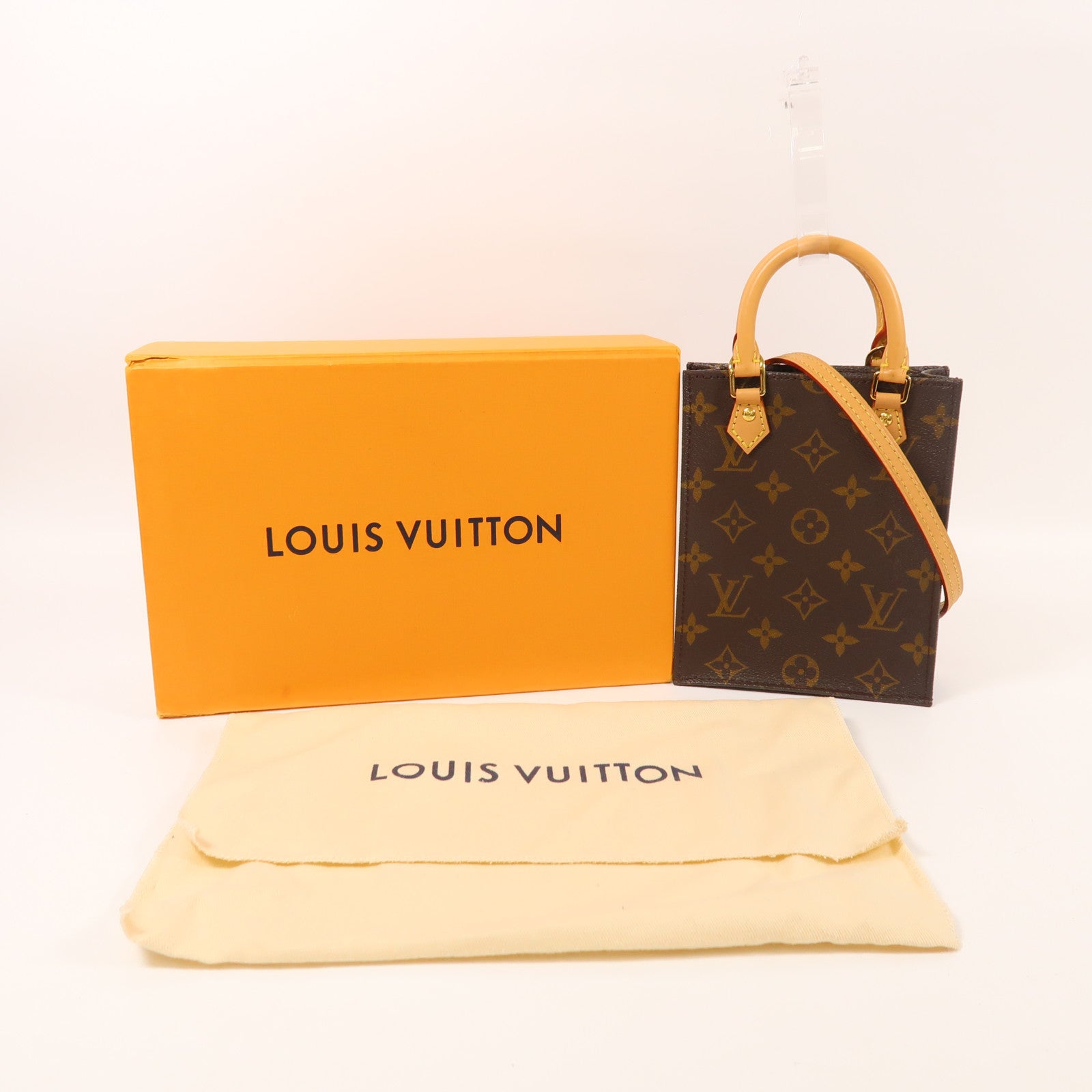 LOUIS VUITTON Monogram Petit Sac Plat金扣手挽肩背兩用袋