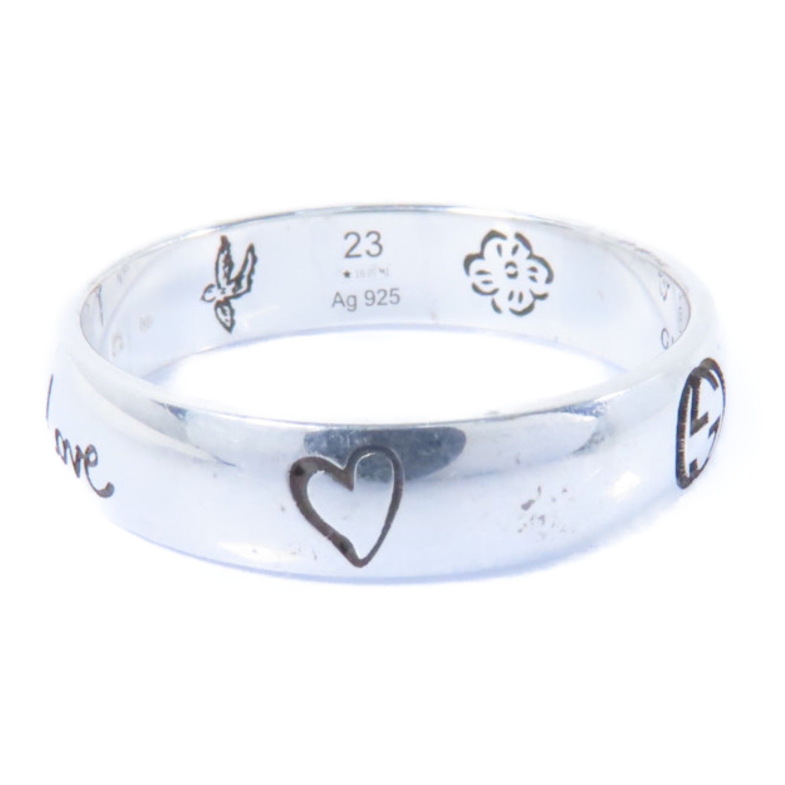 GUCCI 925純銀Blind Of Love Ring戒指銀色US#10