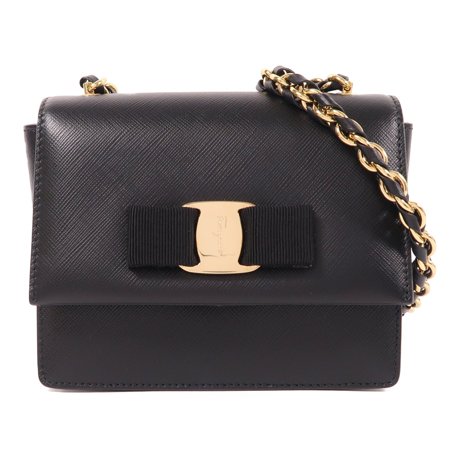 Salvatore Ferragamo 牛皮皮革Ginny金扣鏈帶肩背袋