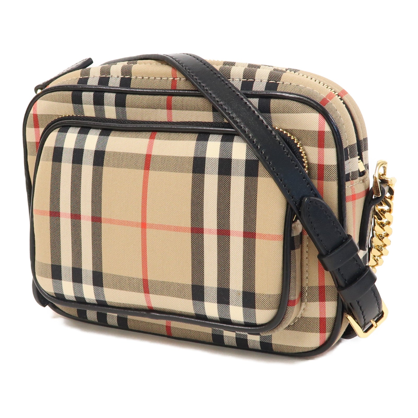 BURBERRY 帆布Shoulder Bag金扣鏈帶肩背袋啡色