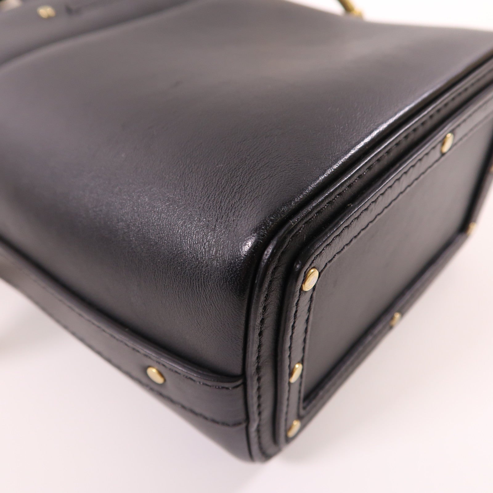 Chloe GHW 2 Way Shoulder Bag Handbag 03187565 Calfskin Leather Black